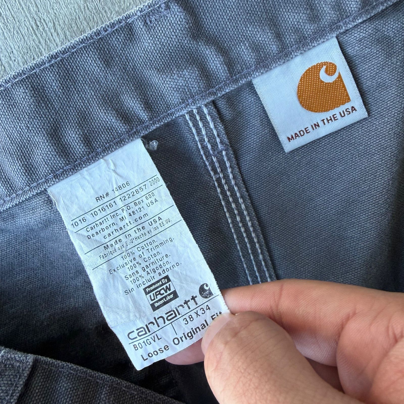Carhartt × Vintage Vintage Y2K Carhartt gray double knee work carpenter pants Size US 37 - 4 Thumbnail