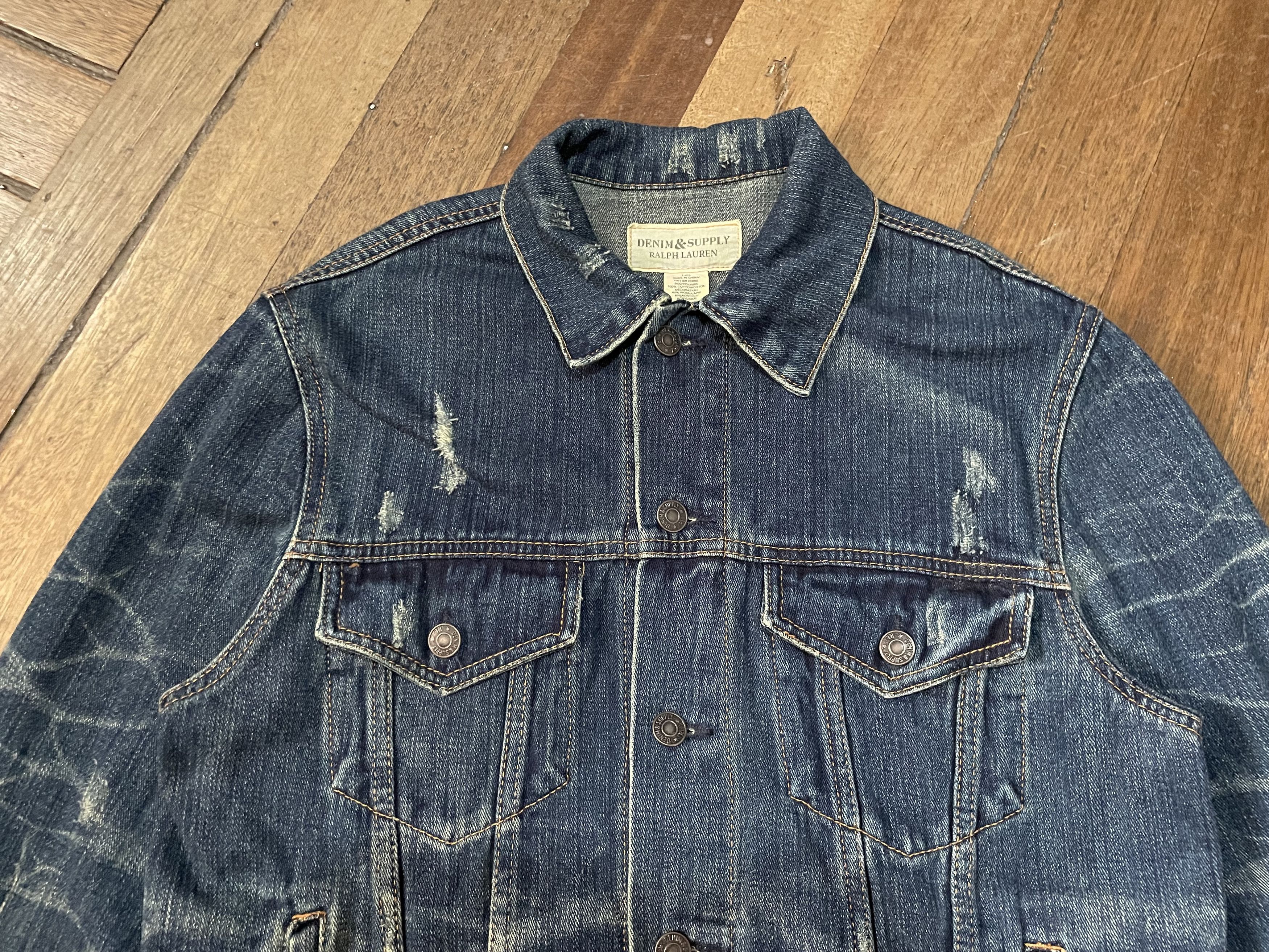 Denim & Supply Ralph Lauren Denim Trucker Jacket - American Flag Damage Patch Size US L / EU 52-54 / 3 - 2 Thumbnail