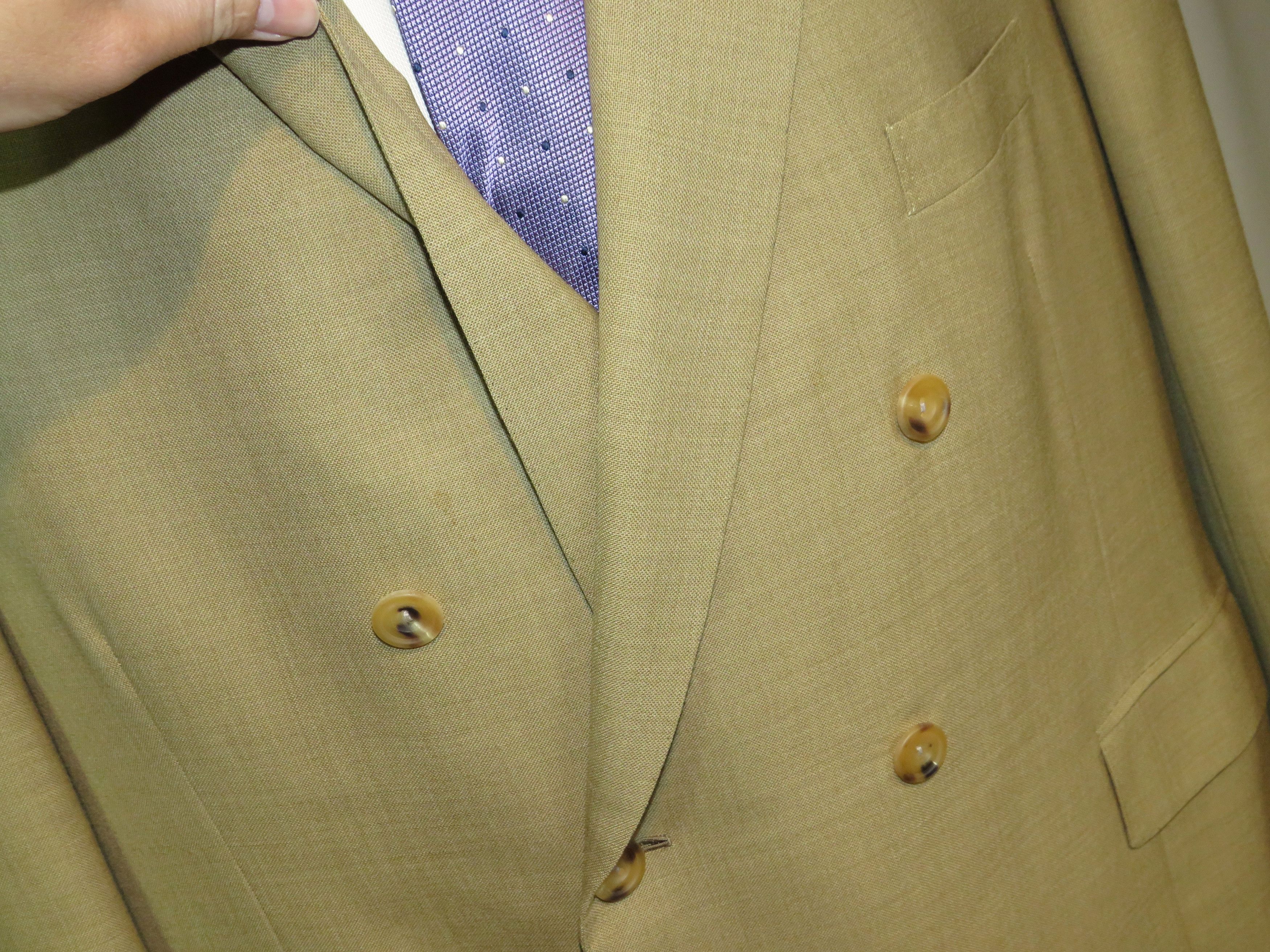 Henry Poole Bespoke Beige Hopsack Double Breasted Sport Coat 46R Size 46R - 8 Thumbnail