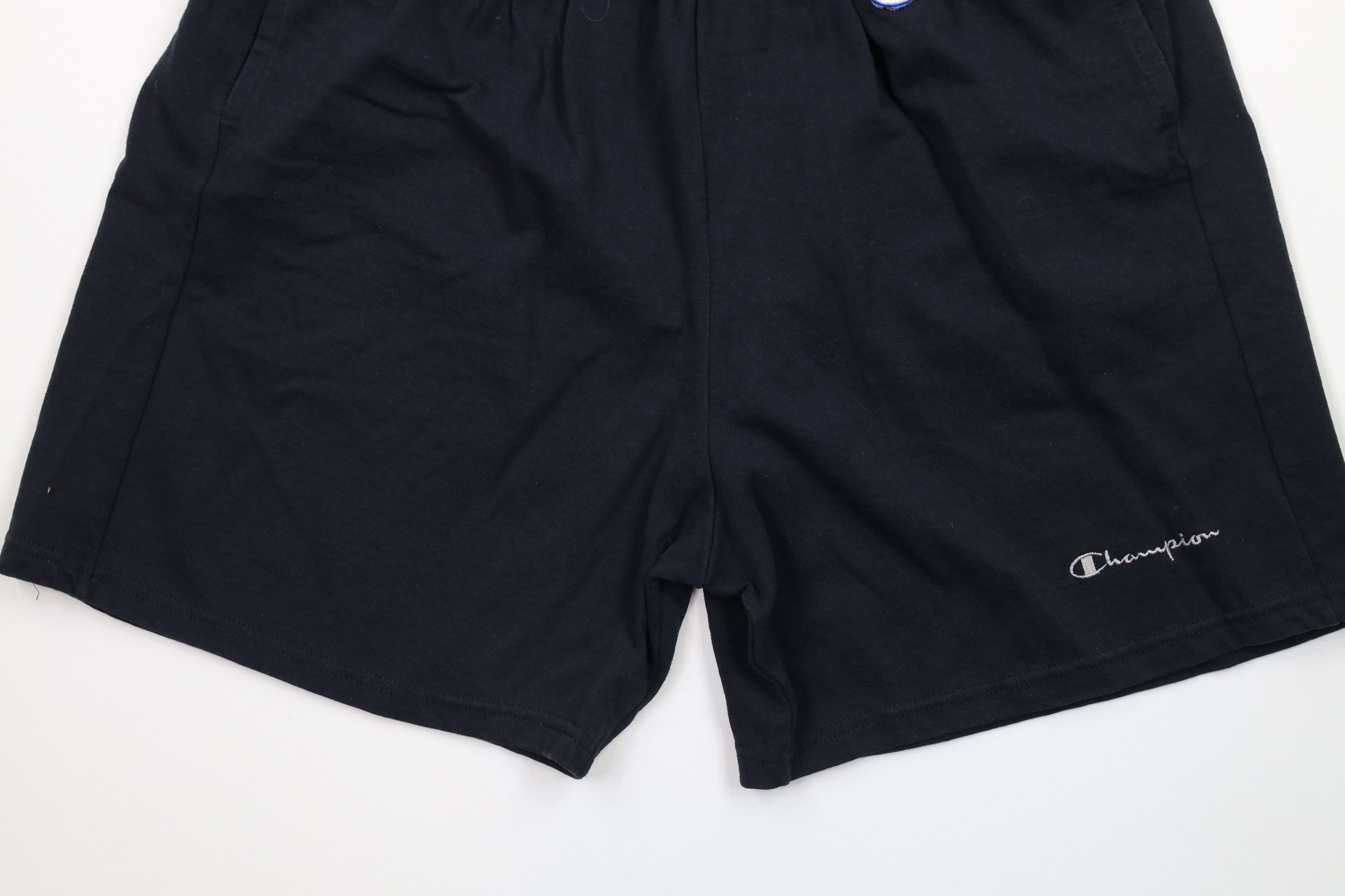 Champion × Vintage Vintage 90s Champion Spell Out Above Knee Shorts Black Size US 36 / EU 52 - 4 Thumbnail