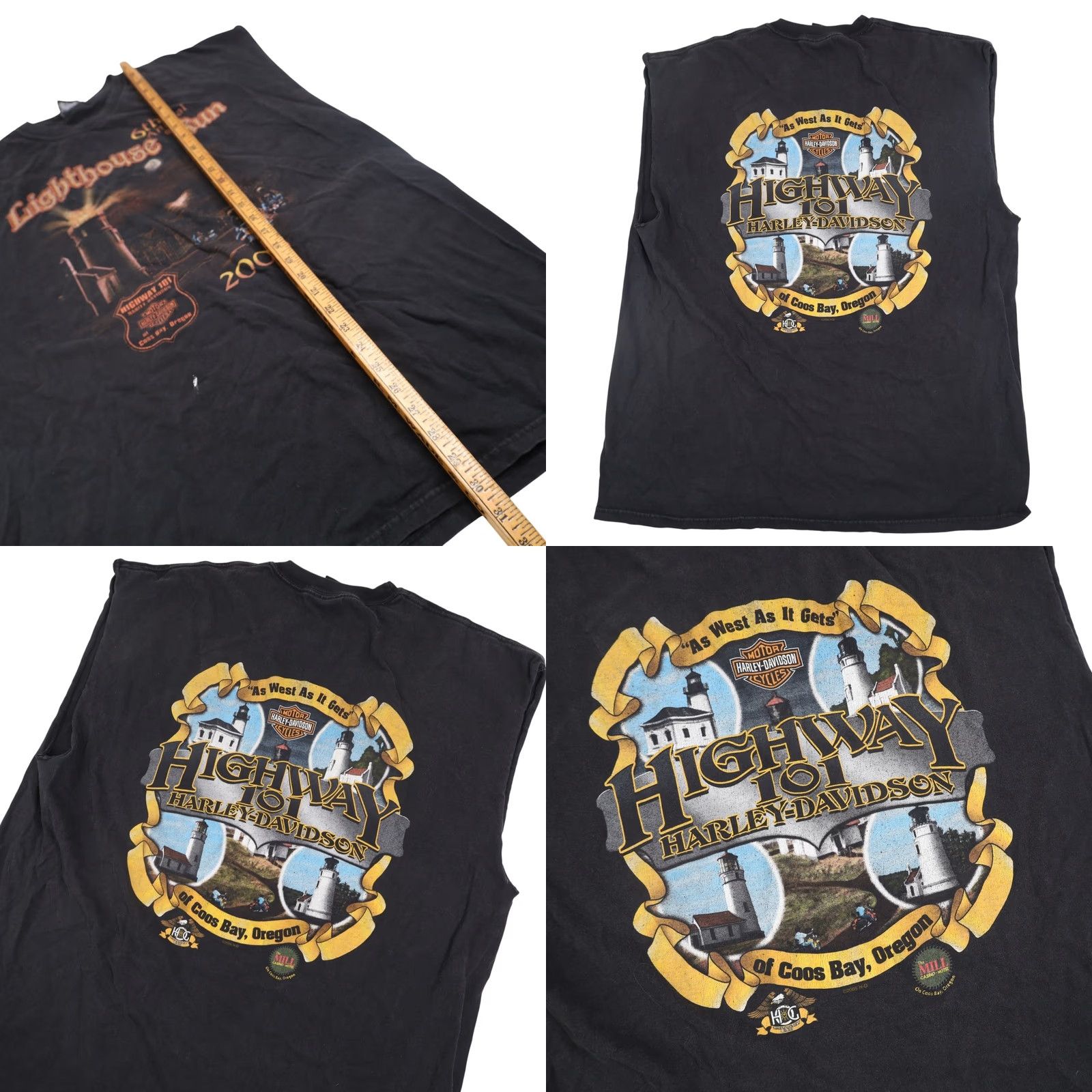 Harley Davidson VINTAGE Harley Davidson 6th Annual Lighthouse Run Graphic Muscle T XL Black Mens TXL? Size US XL / EU 56 / 4 - 8 Thumbnail