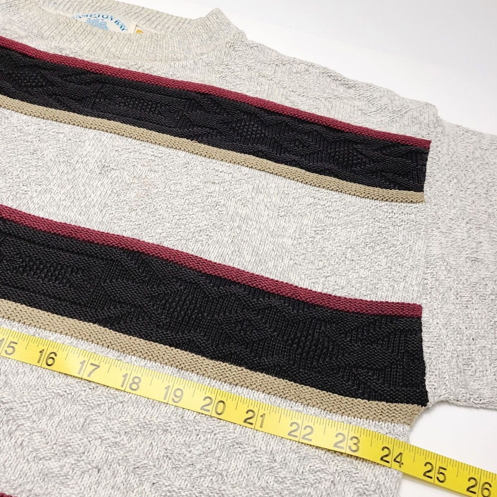 Vintage VINTAGE Hampton Bay Sweater Mens Large Beige Striped Grandpa Made In USA 90's Geometric Knit Cotton Pullover Round Neck Long Sleeve Casual Mens Size US L / EU 52-54 / 3 - 6 Thumbnail