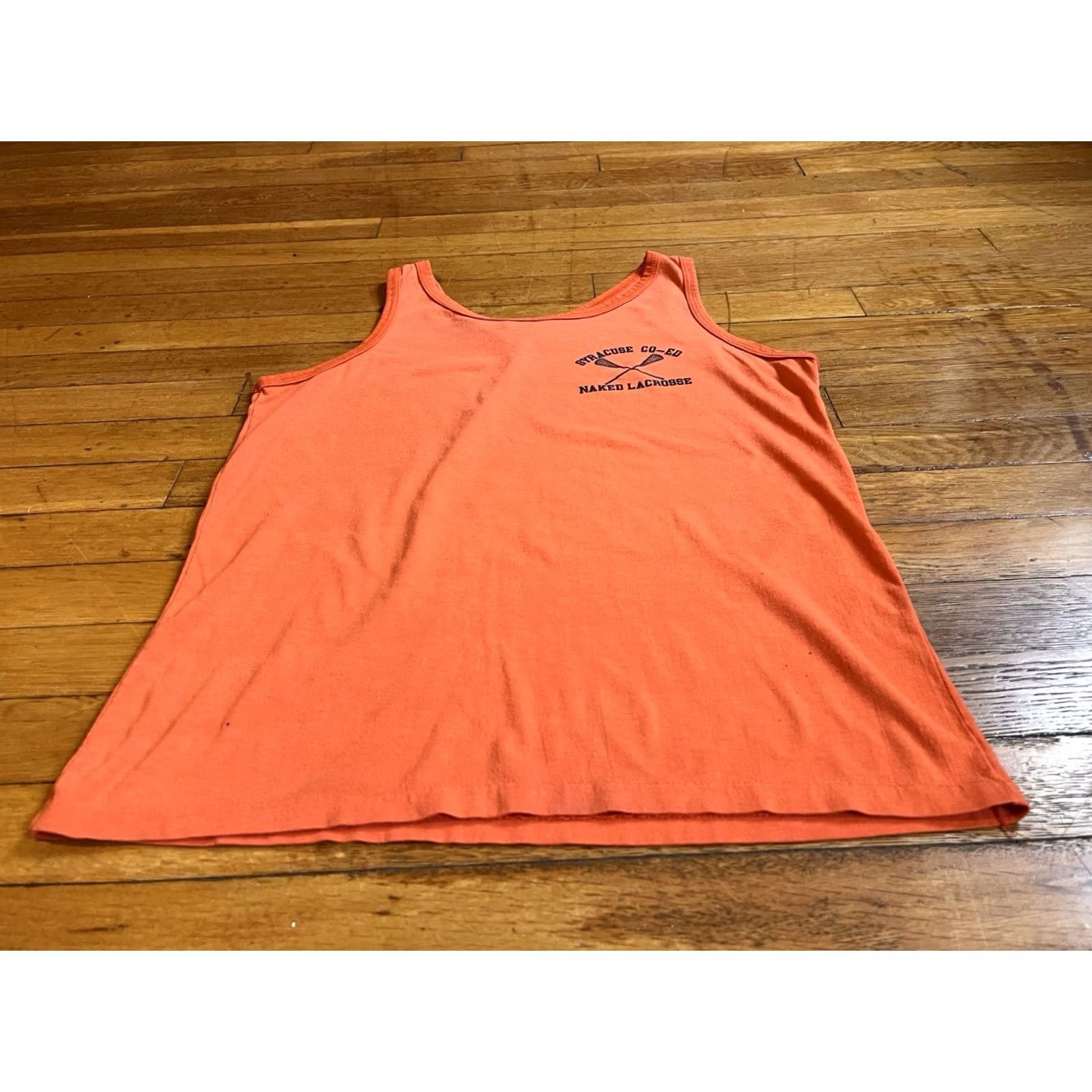 Vintage VINTAGE Syracuse Co-Ed Naked Lacrosse Tank Top Mens Medium Orange 90s Size US M / EU 48-50 / 2 - 3 Thumbnail