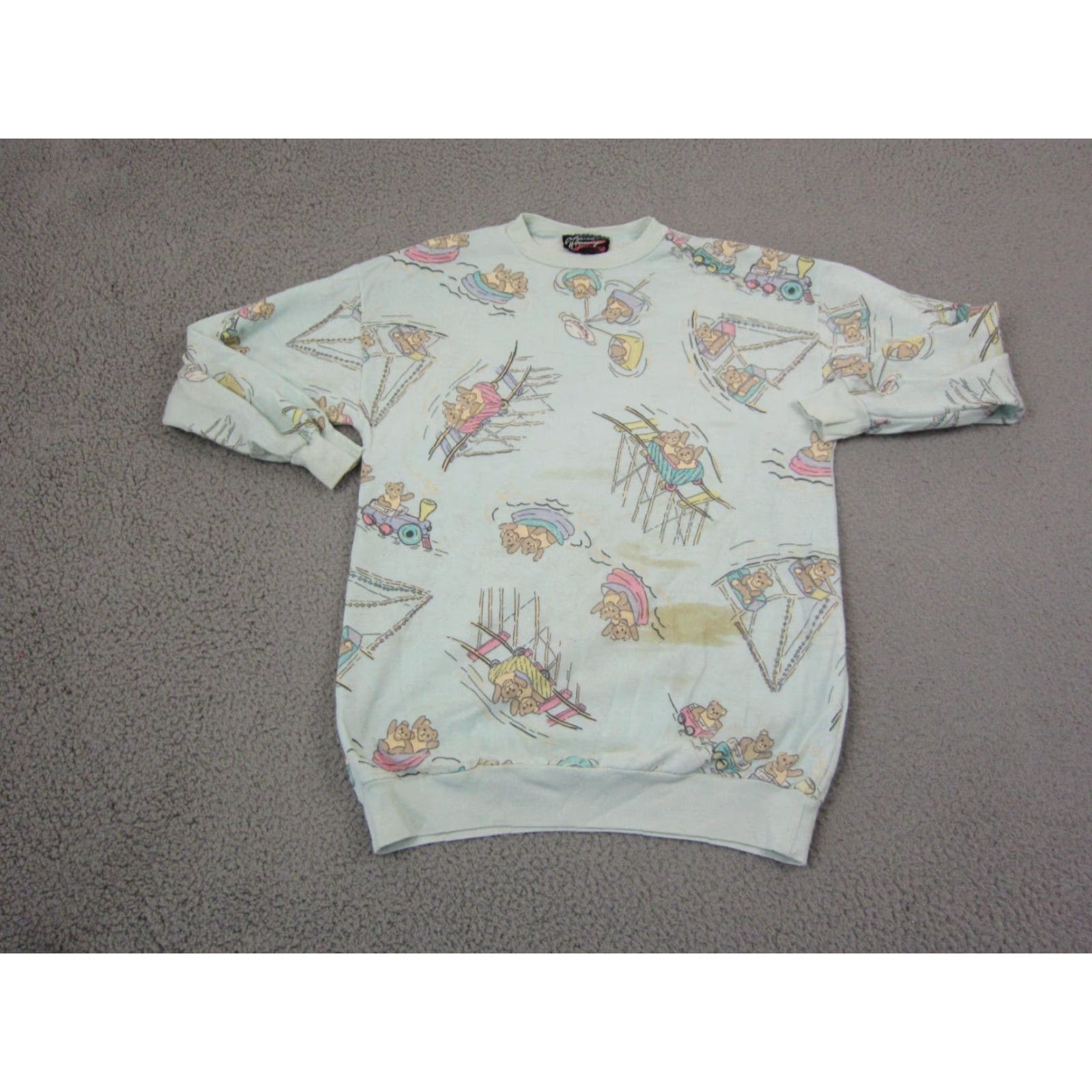 Vintage VINTAGE California Sweater Womens M Blue Crew Neck Frayless Pullover 80s 90s American Dog Flower Sweatshirt Made in USA Size M / US 6-8 / IT 42-44 - 2 Thumbnail