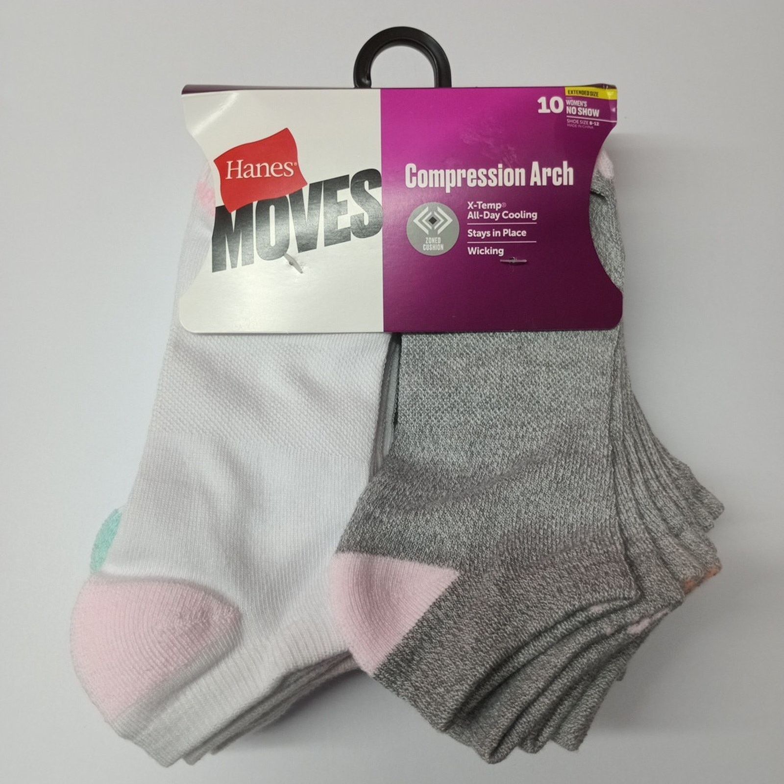 Hanes Hanes No Show Socks 10 Pair Women's Shoe Size 8-12 Assort Size ONE SIZE - 1 Thumbnail