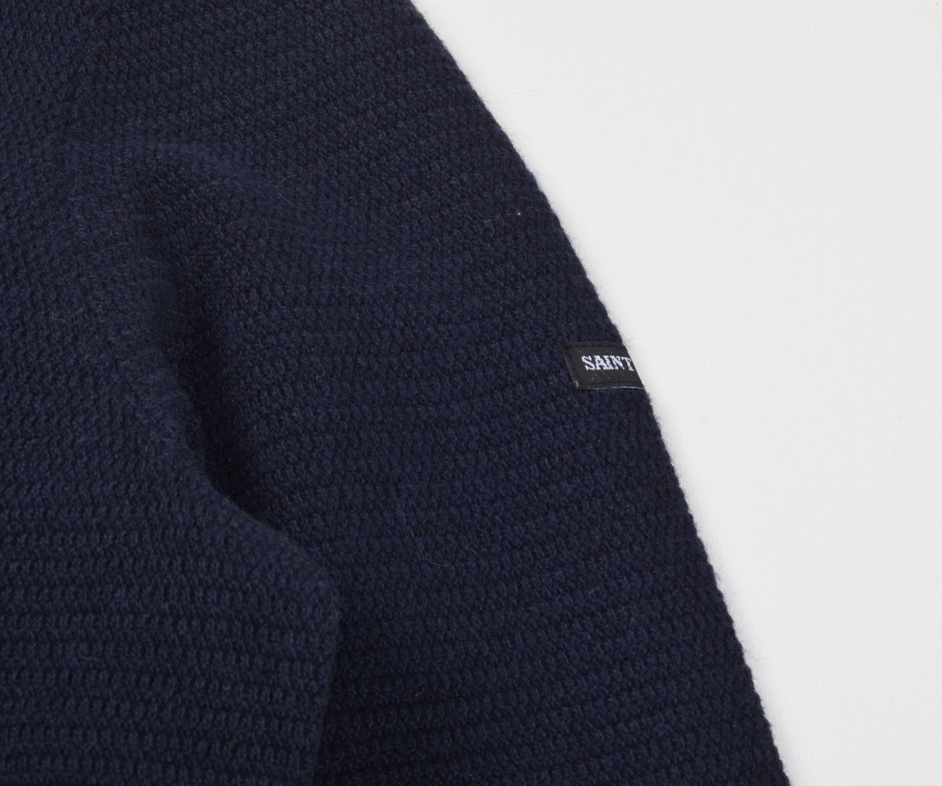 Saint James Vintage Saint James Wool Blend Navy V-Neck Sweater Size S / US 4 / IT 40 - 8 Thumbnail