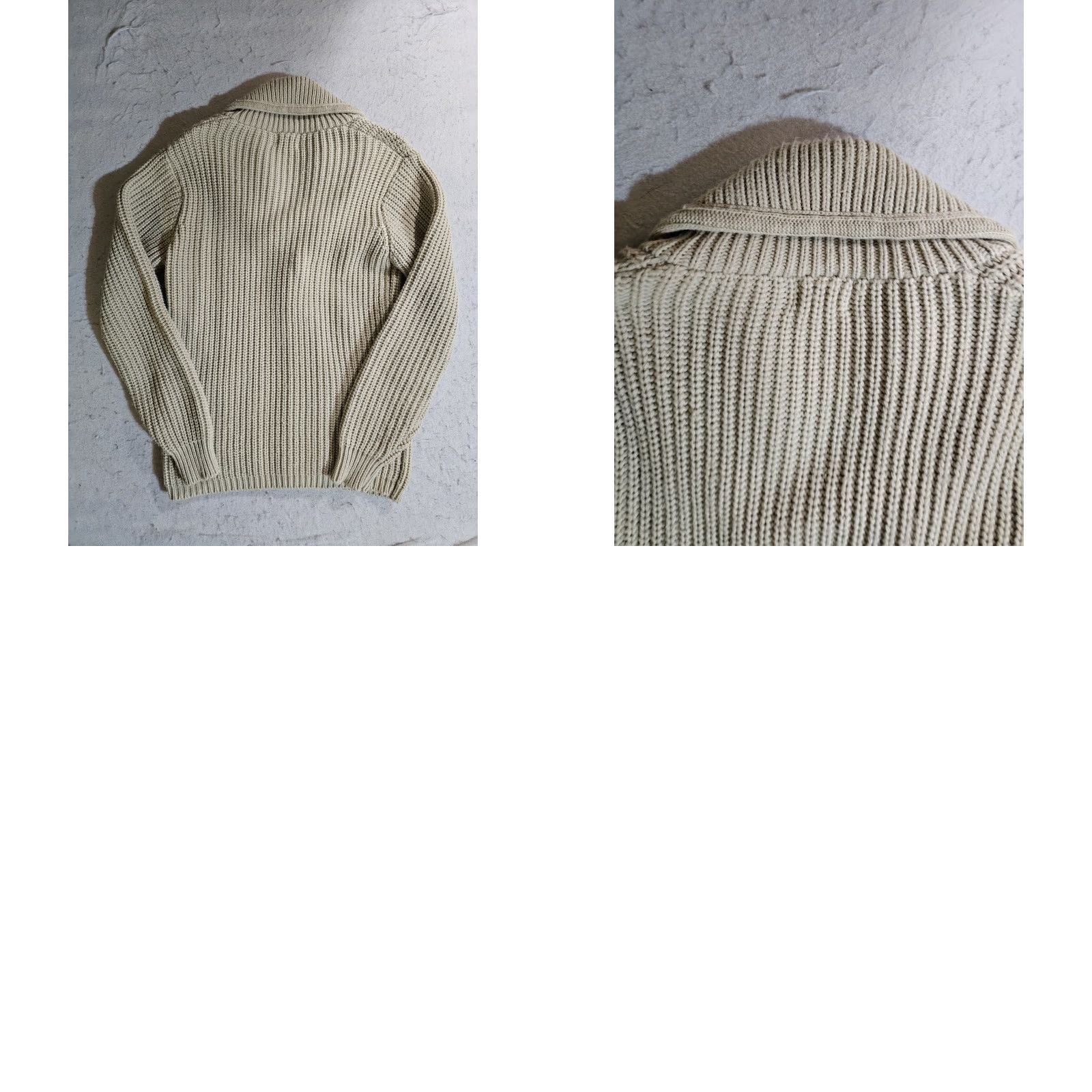 Vintage VINTAGE Montgomery Ward Cable Knit Shawl Collar Button-Up Cardigan Sweater M Ivory 1970s Grunge Mens Size US M / EU 48-50 / 2 - 8 Thumbnail