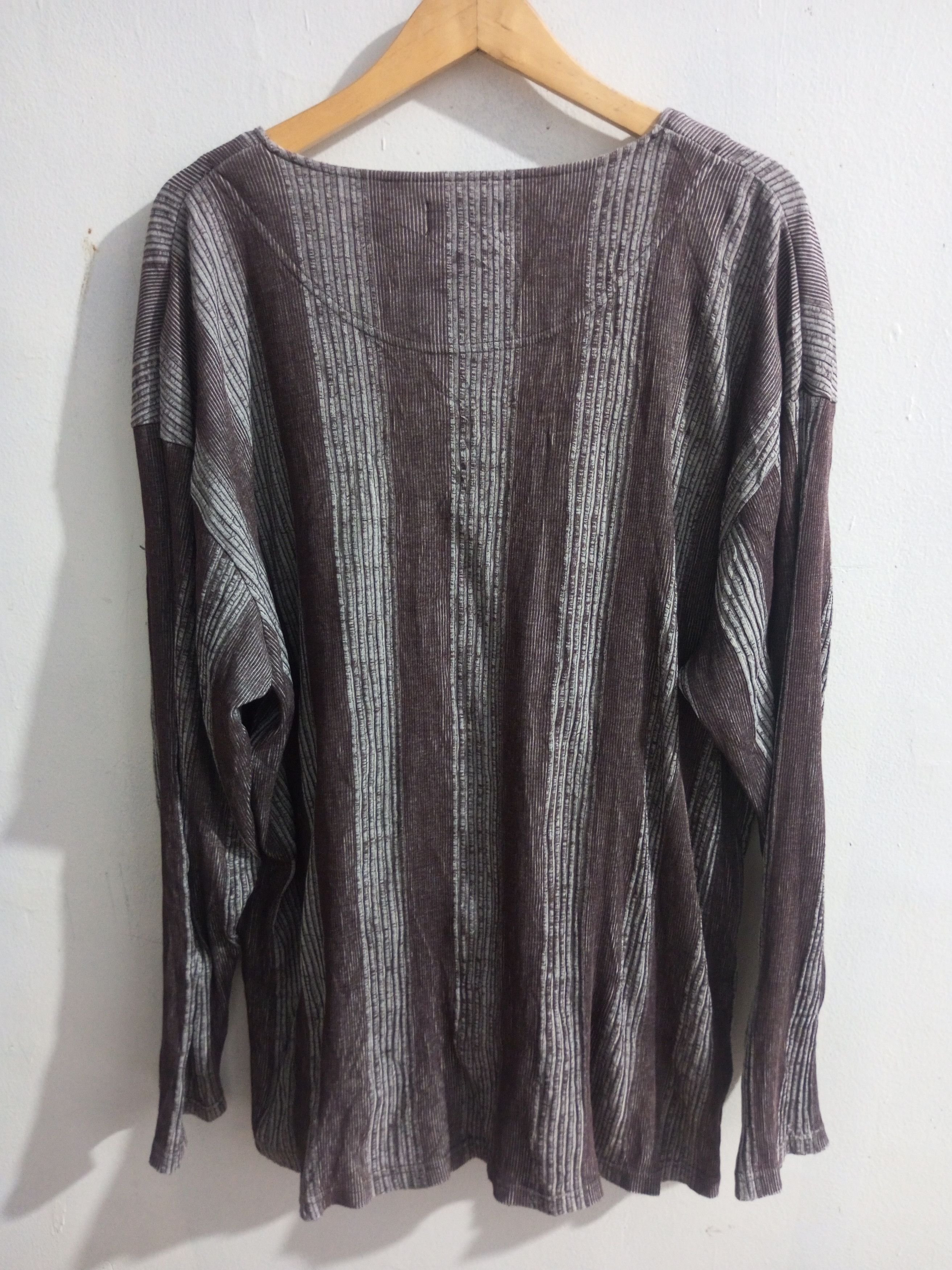 Japanese Brand Vintage shumel distressed double colar long sleeve tshirt Size US XXL / EU 58 / 5 - 2 Thumbnail