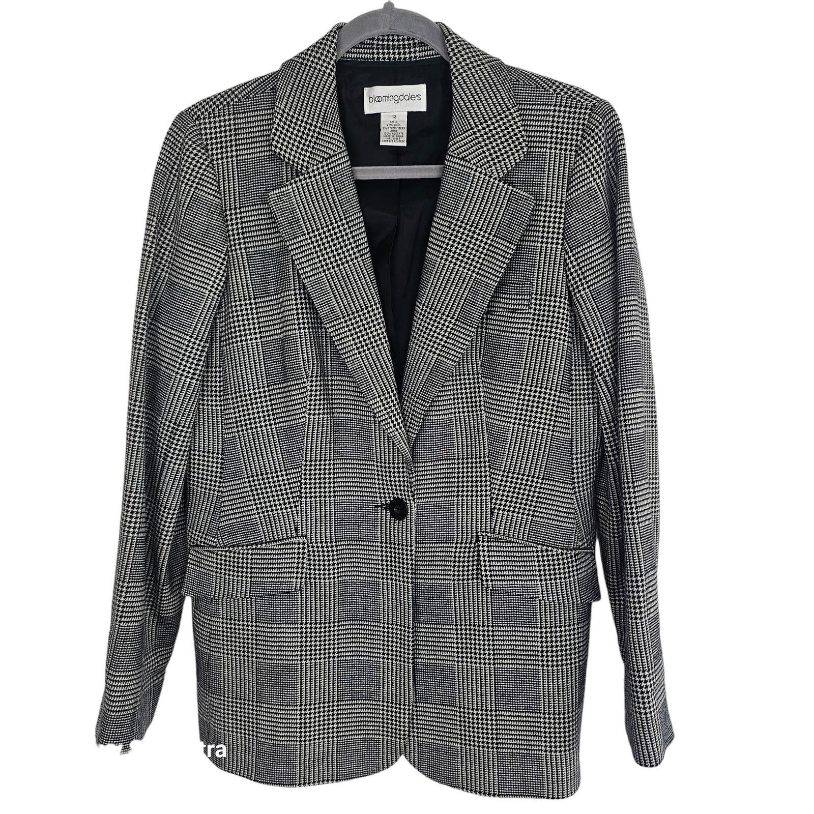Bloomingdale's Vintage Bloomingdales Womens Wool Glen Plaid Blazer Size 12 Size XL / US 12-14 / IT 48-50 - 1 Thumbnail