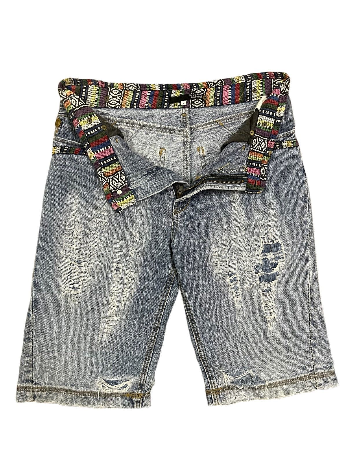 Other Crazy Y2K Japanese Brand Ripped Distressed Short Jeans Size US 32 / EU 48 - 3 Thumbnail