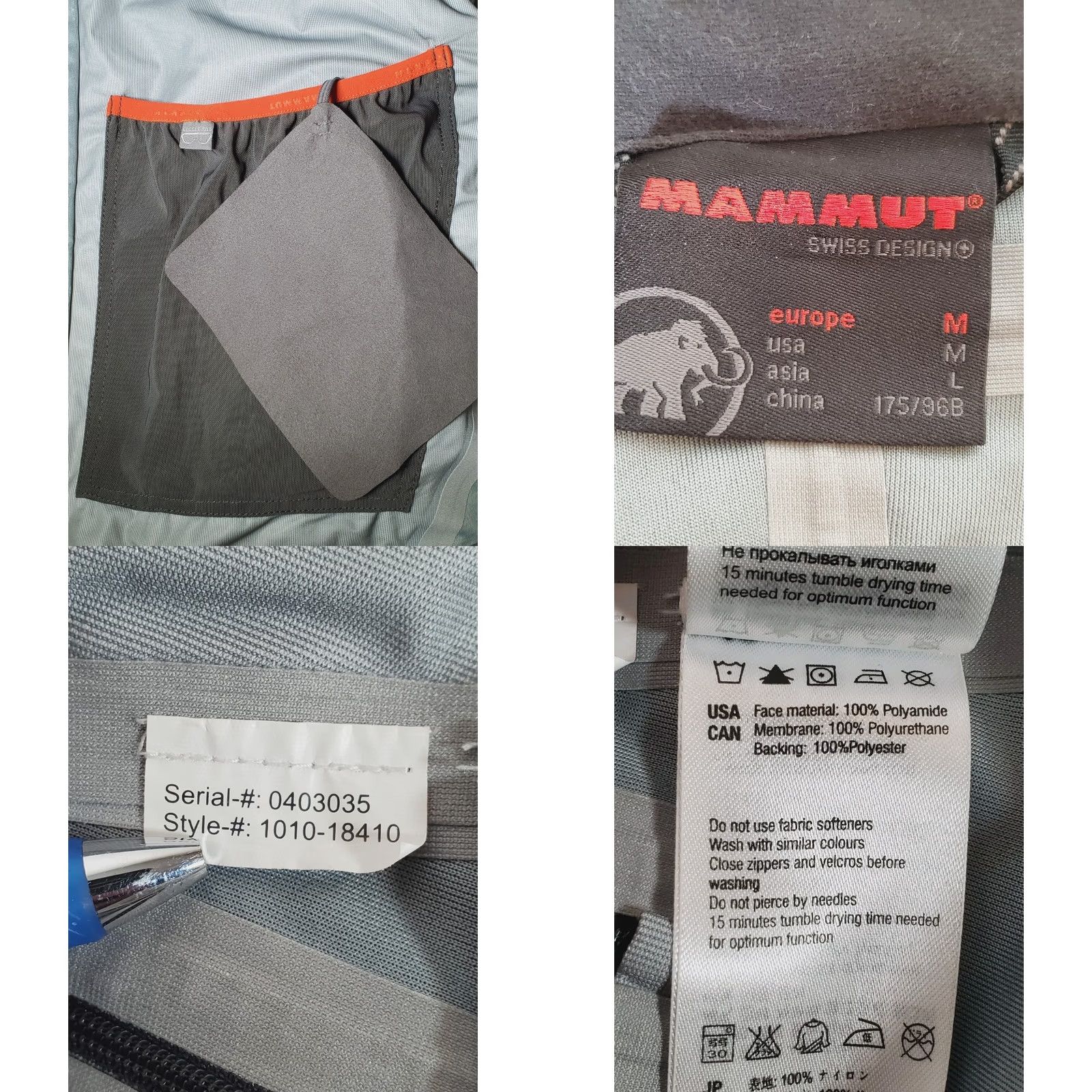 Mammut Mammut Stoney HS Jacket Graphite Lava 1010-18410 Hard Shell Removable Hood Men M Jacket Size US M / EU 48-50 / 2 - 10 Thumbnail