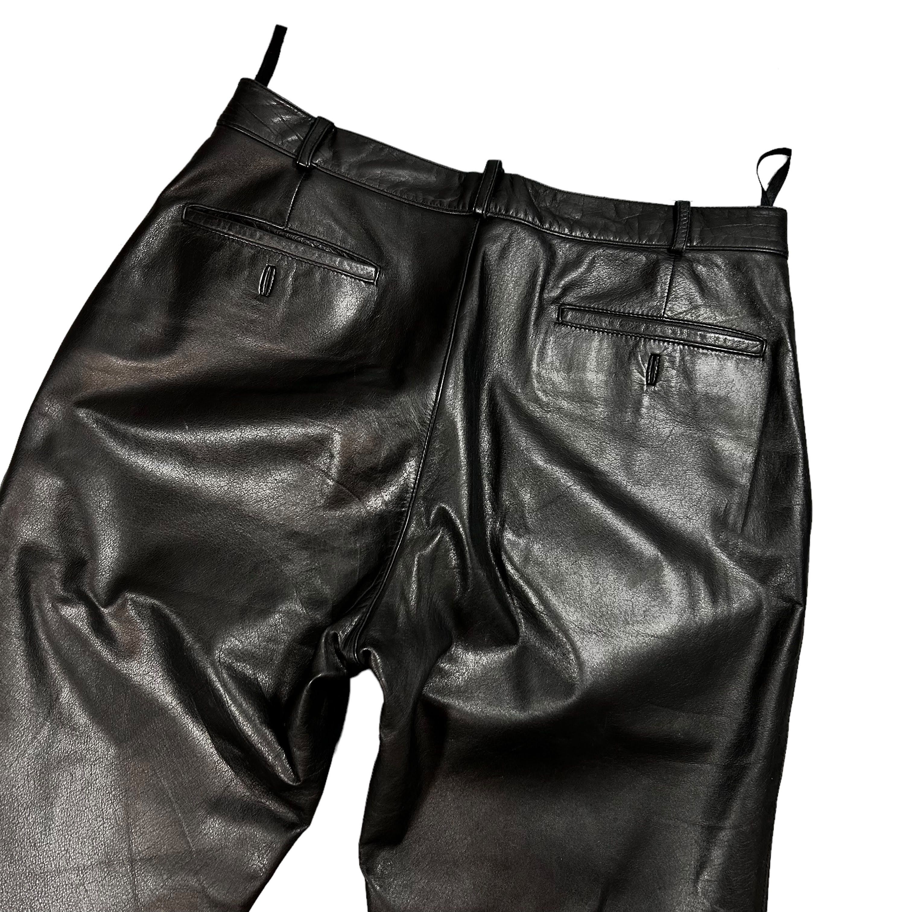 Genuine Leather × Vintage Vintage Black Geniune Leather Regular Straight Pants 33 Size US 32 / EU 48 - 4 Thumbnail