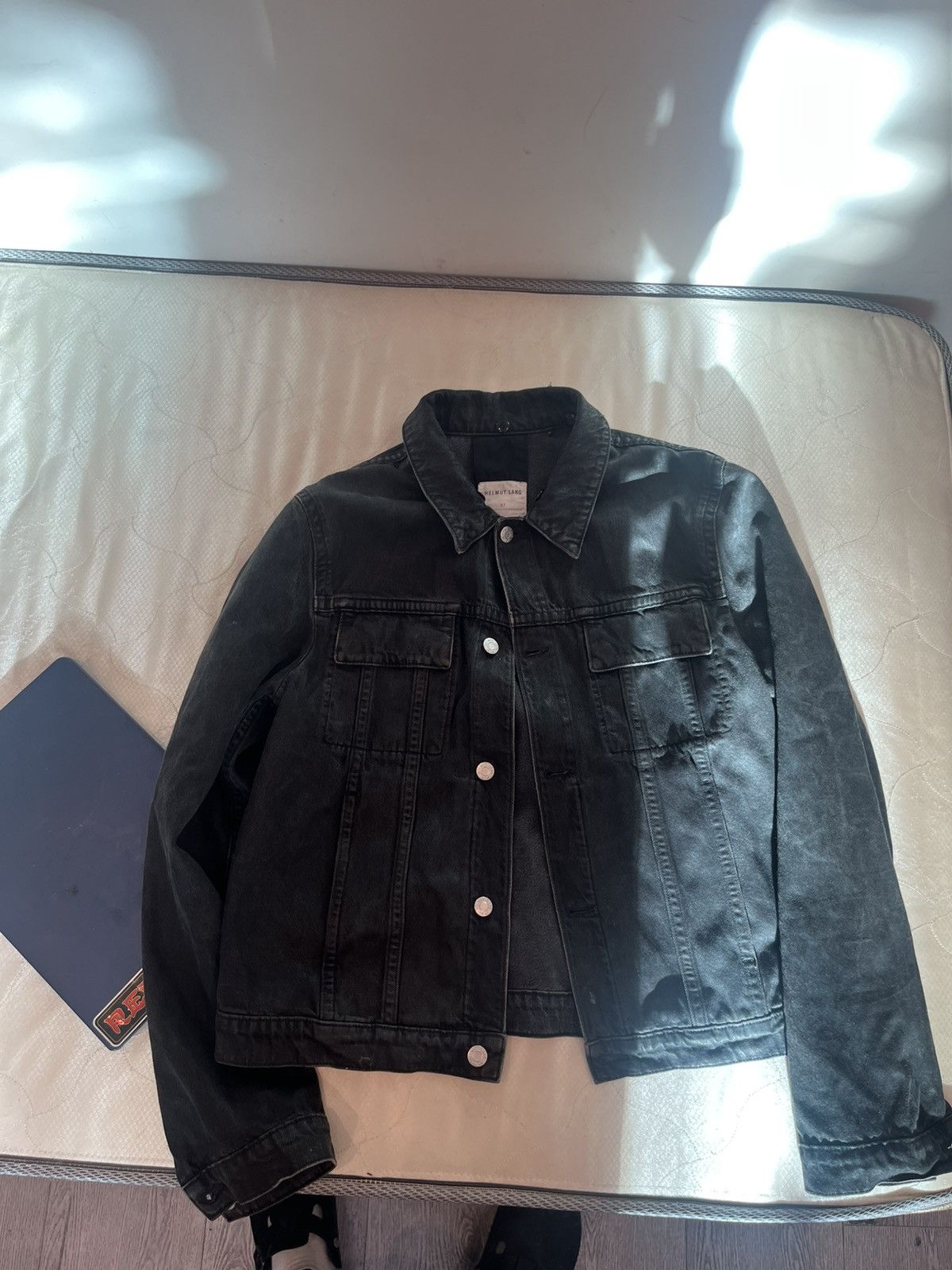 Helmut Lang AW 1996 Black Stripe Trucker Jacket 46 | Grailed