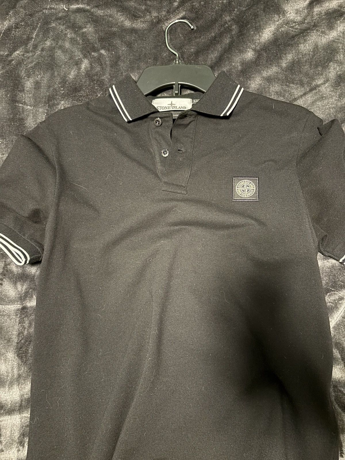 Image of Stone Island Polo in Black, Men's (Size Small)