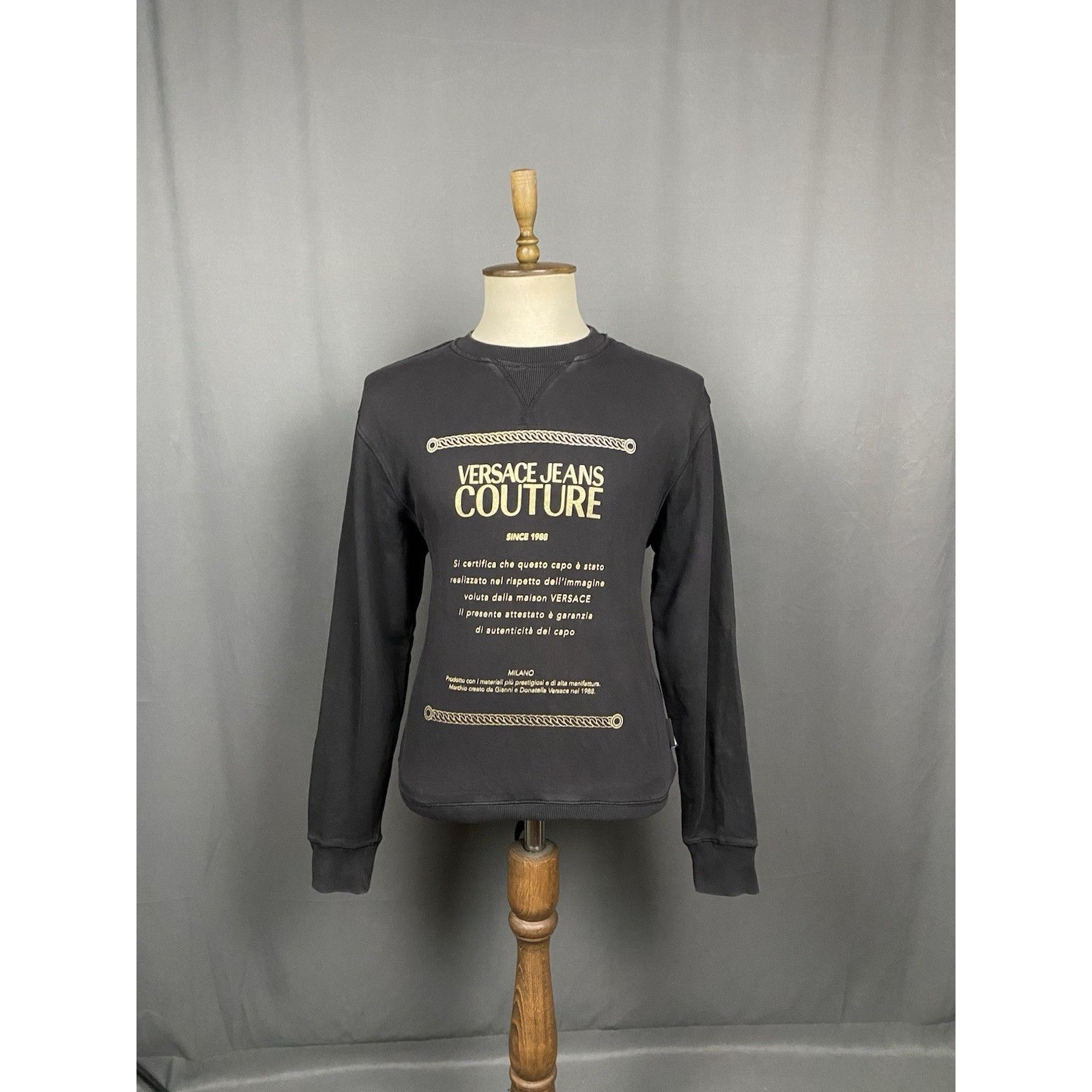 Versace Jeans Couture Versace Jeans Couture Big Logo Men's Black Crewneck Sweater Size US L / EU 52-54 / 3 - 3 Thumbnail