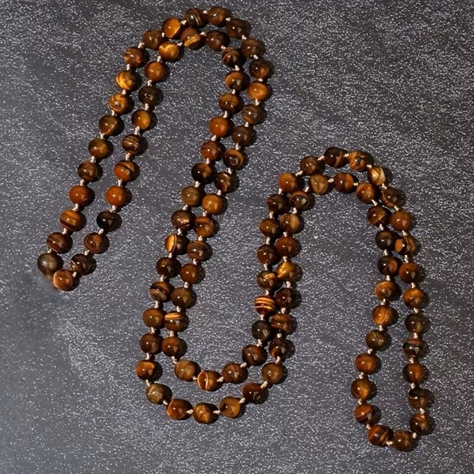 Other 47" Faux Tiger Eye Bead Necklace - Boho Brown Glass Bead Size ONE SIZE - 4 Thumbnail