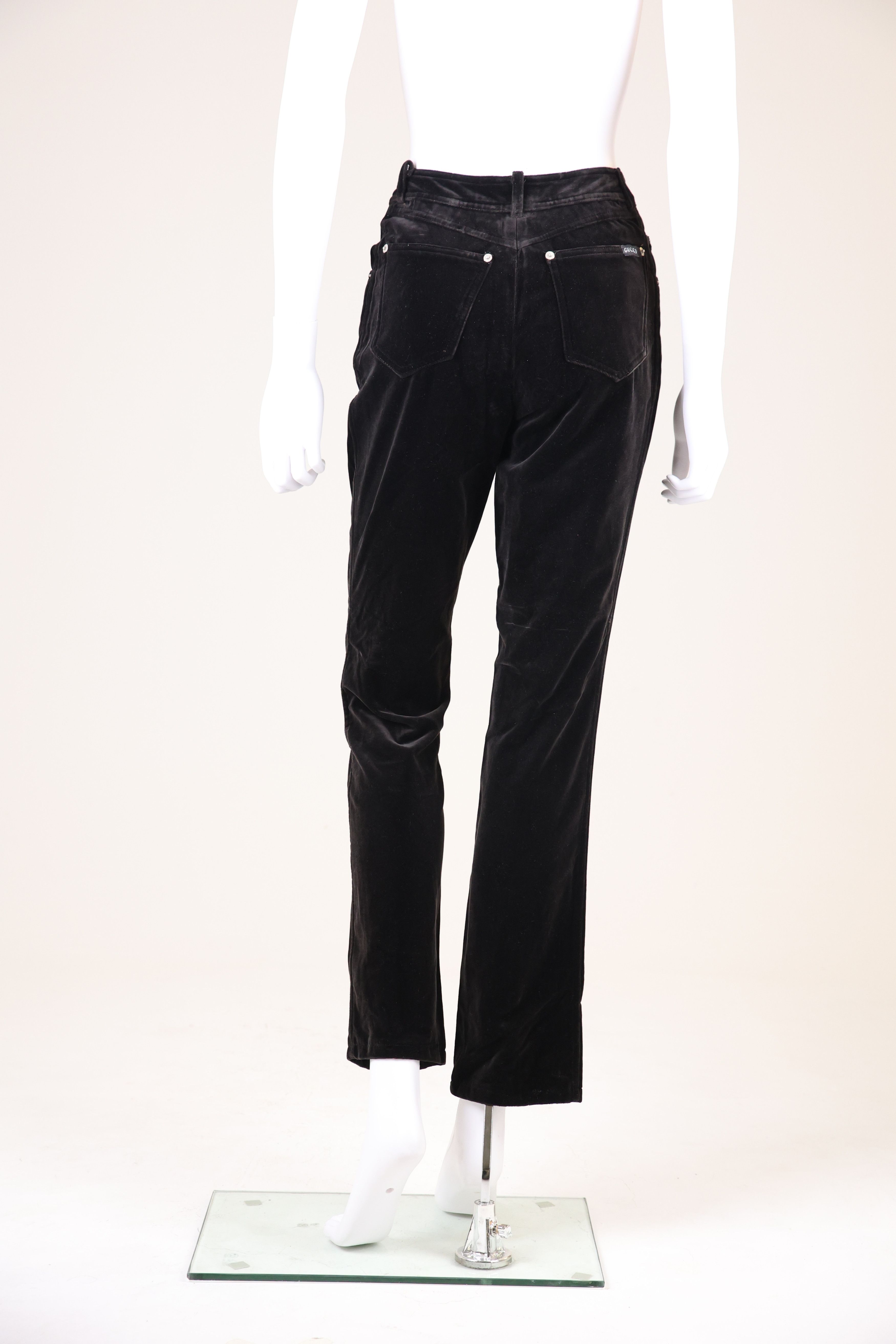 Gucci × Tom Ford F/W 1995 Bootcut Brown Velvet Pants Size 27" / US 4 / IT 40 - 3 Thumbnail
