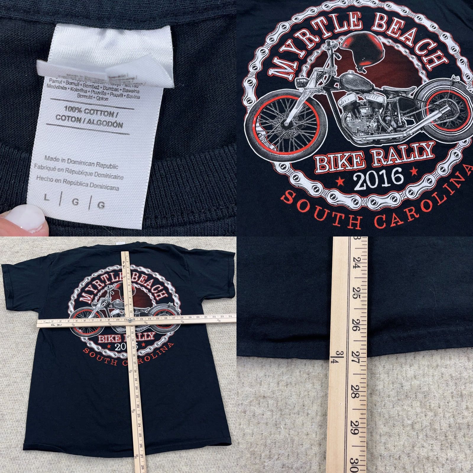 Gildan VINTAGE Bike Week Shirt Men Large Black Gildan Crew Neck Graphic Print 80s 90s USA Motorcycle Tattoo Logo Long-Lasting Size US L / EU 52-54 / 3 - 8 Thumbnail
