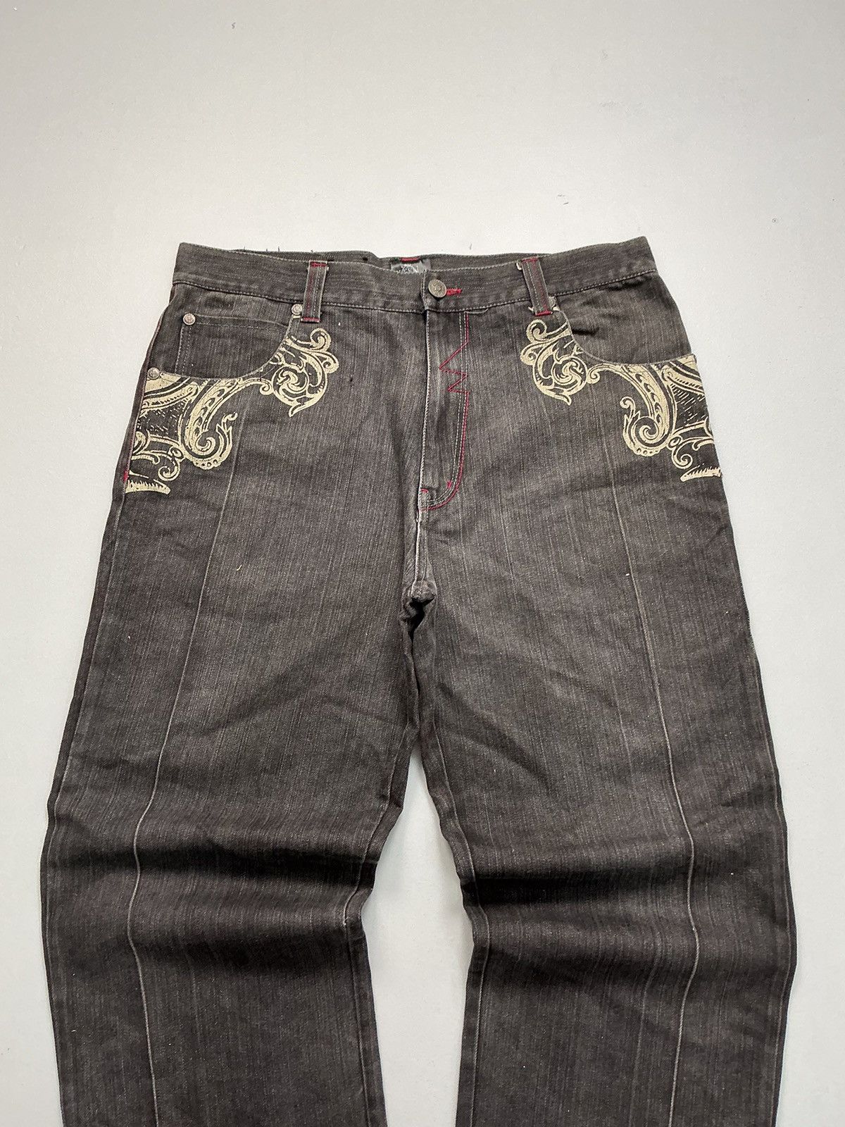 Designer Vintage rawblue patterns embroidered denim pant Size US 38 / EU 54 - 3 Thumbnail