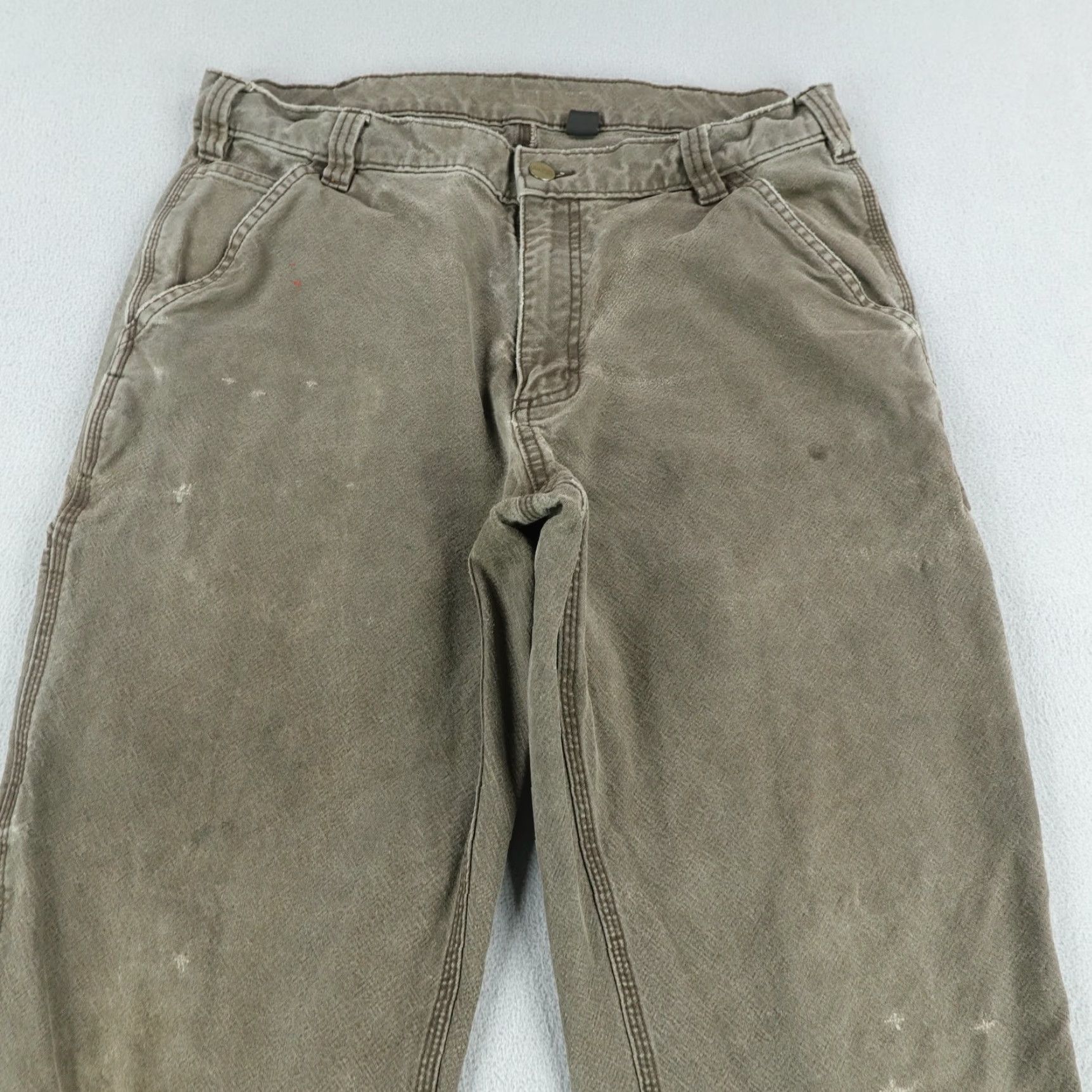 Carhartt VINTAGE Carhartt Pants Mens 35x32 Brown Canvas Relaxed Fit Workwear Utility Carpenter 30 Inseam Men Size US 33 - 2 Thumbnail
