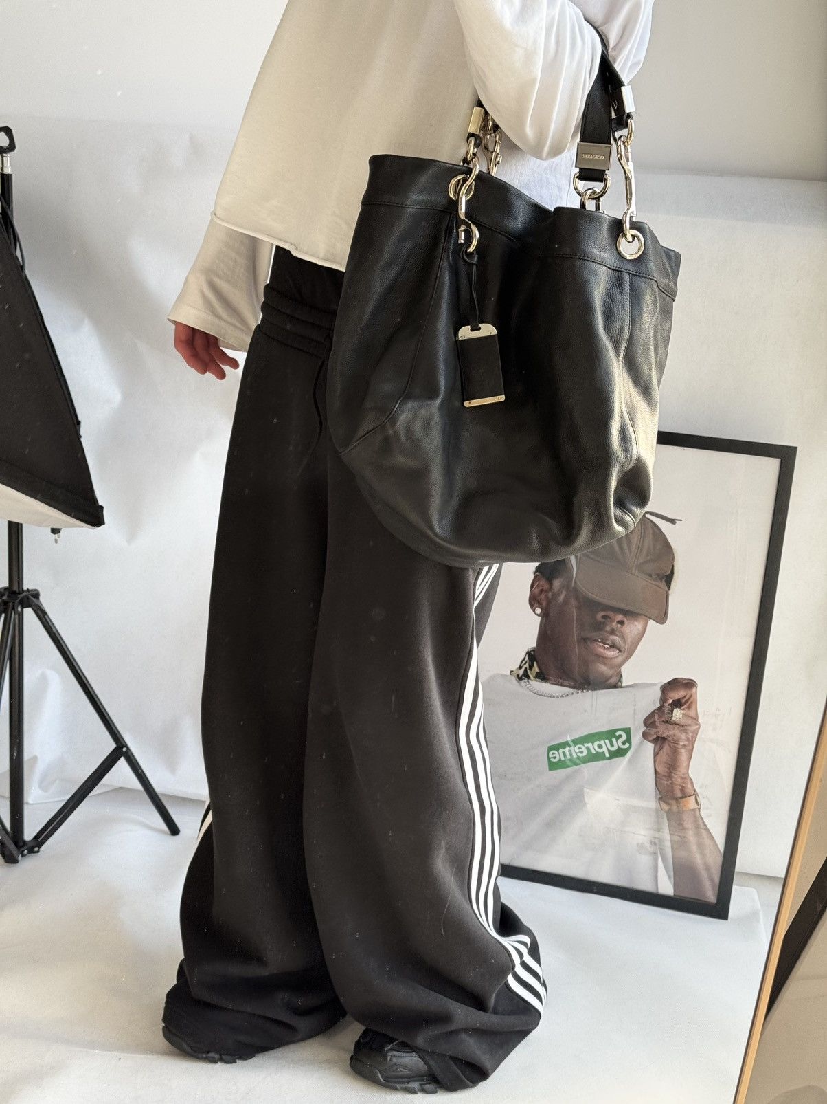 VINTAGE JIMMY CHOO Genuine Leather BALENCIAGA STYLE CITY BAG