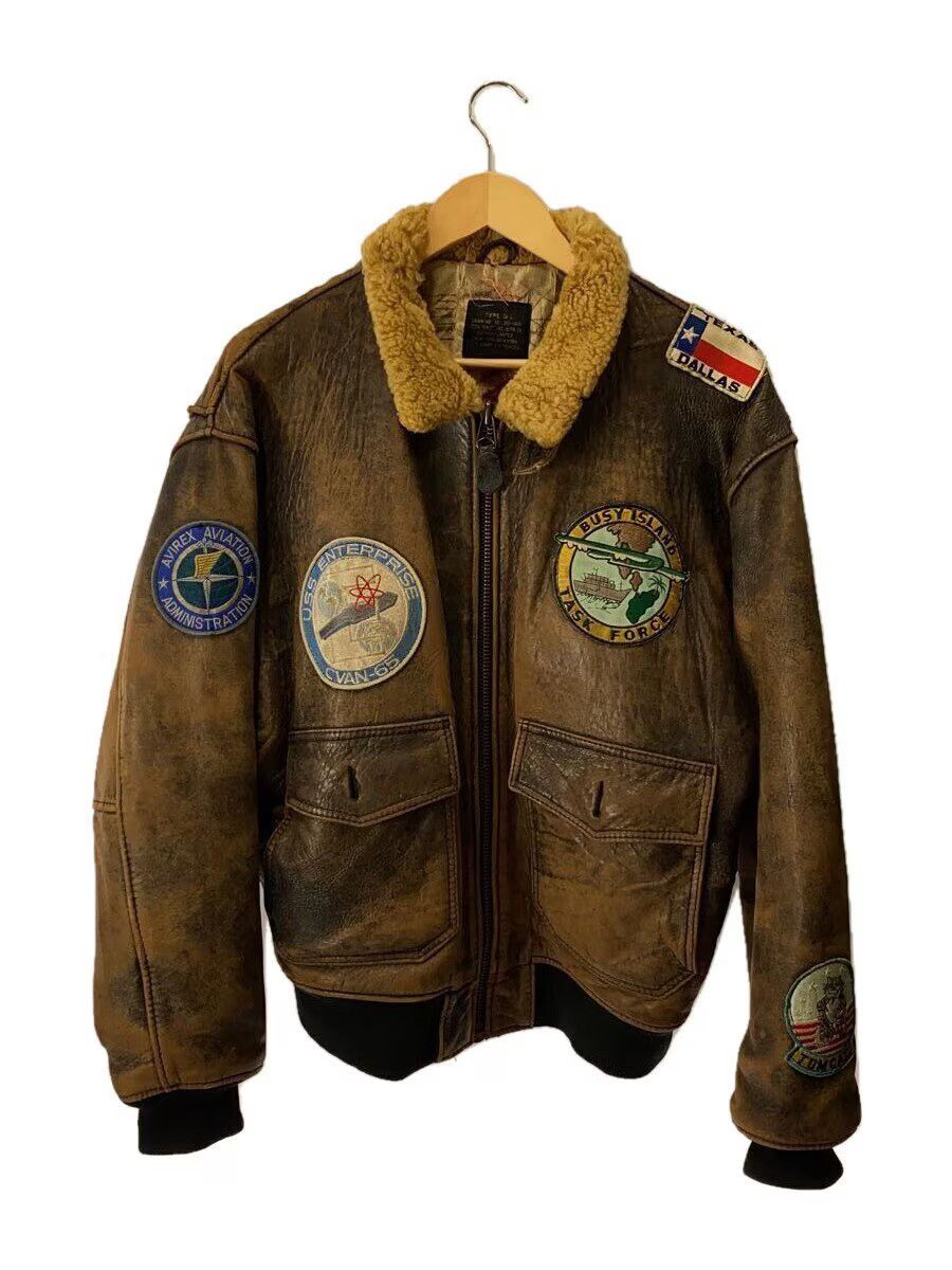 Avirex G-1 Top Gun Map Leather Jacket Blouson Brown