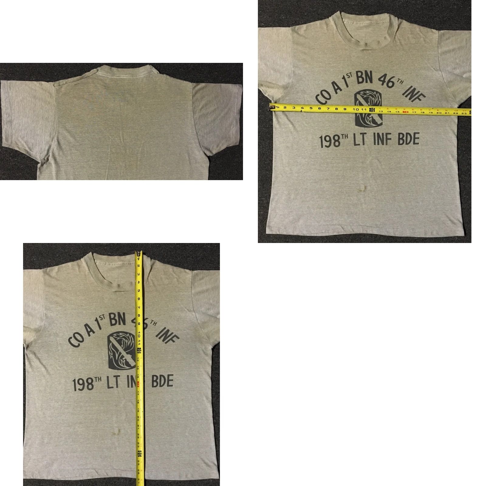 CO VINTAGE 80s CO 1st BN 46th INF 198th LT INF BDE Faded Shirt M Military Army Grunge Shirt Mens M Gray 80s 90s Military USA USA Grunge/Distressed Shirt Size US M / EU 48-50 / 2 - 8 Thumbnail