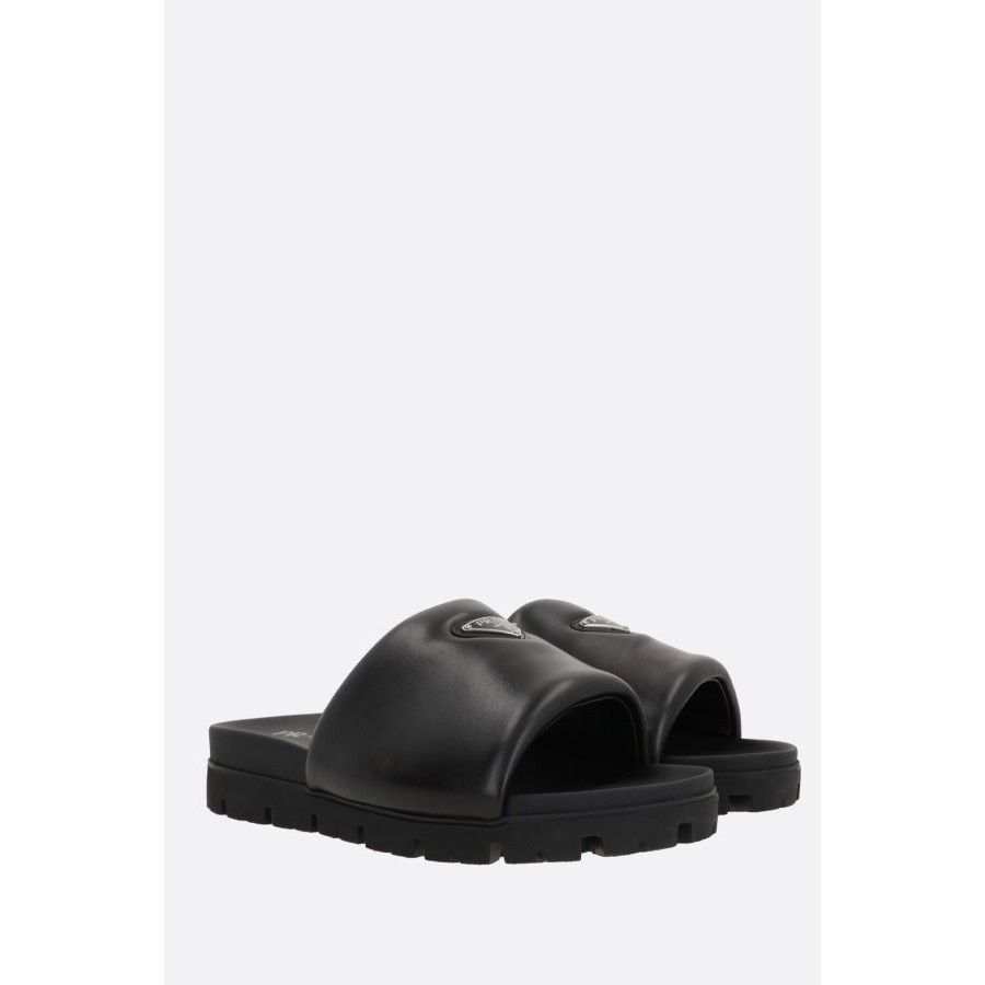 Prada PRADA Black Nappa Slides New & Authentic (Men's size:6;) Size US 6 / EU 39 - 2 Thumbnail