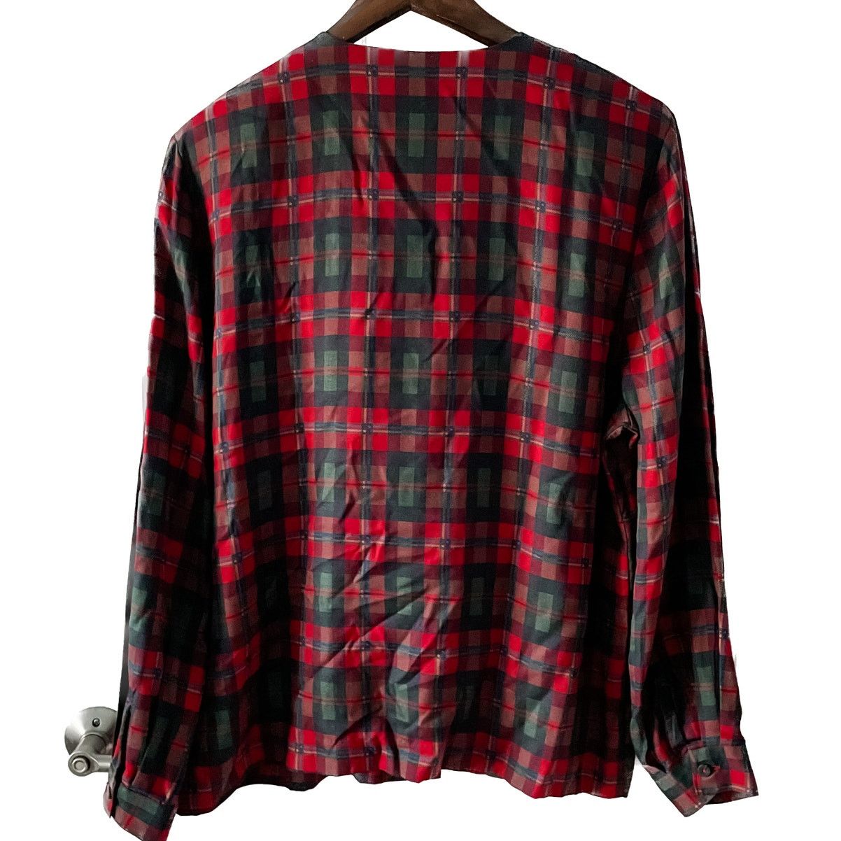 Vintage Vintage Talbots plaid collarless button-down blouse large L Size L / US 10 / IT 46 - 5 Thumbnail