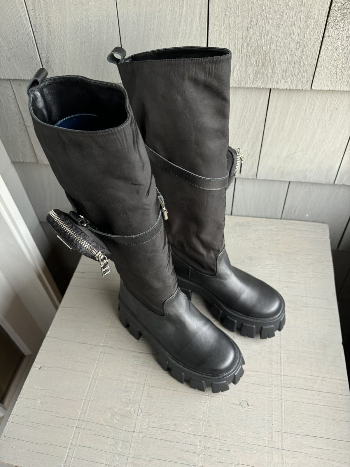 Japanese Brand × Other Tall Combat Boots Prada Monolith Style Military Cargo Leathe Size US 5 / IT 35 - 5 Thumbnail