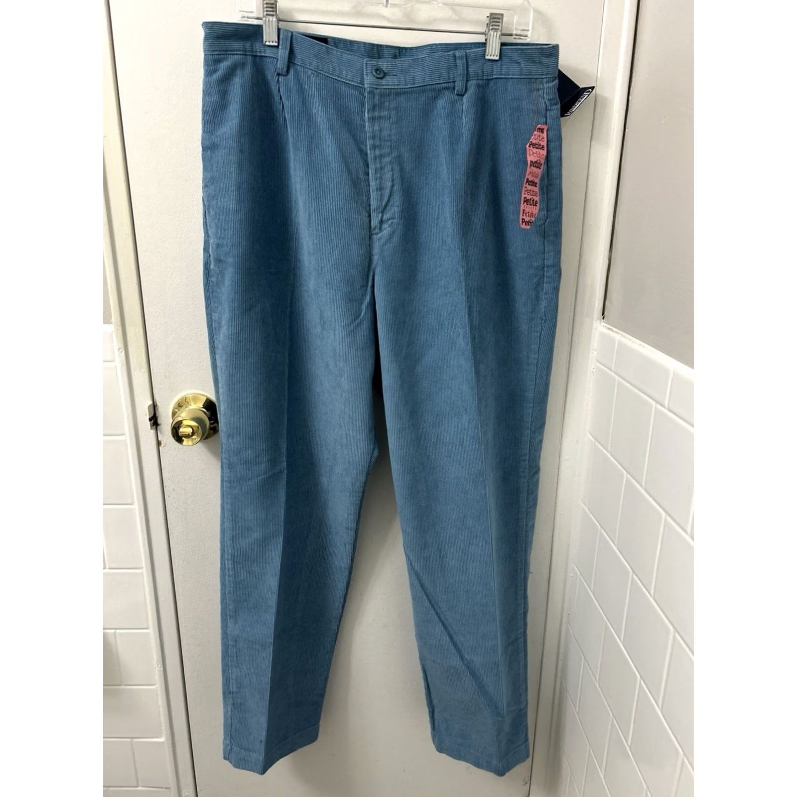 Lands' End VINTAGE Lands' End Pants Womens 16P Blue Corduroy Classic Cords Petite Pocket Zipper Button Dress Pants Womens Size 38" / US 16 / IT 52 - 2 Thumbnail
