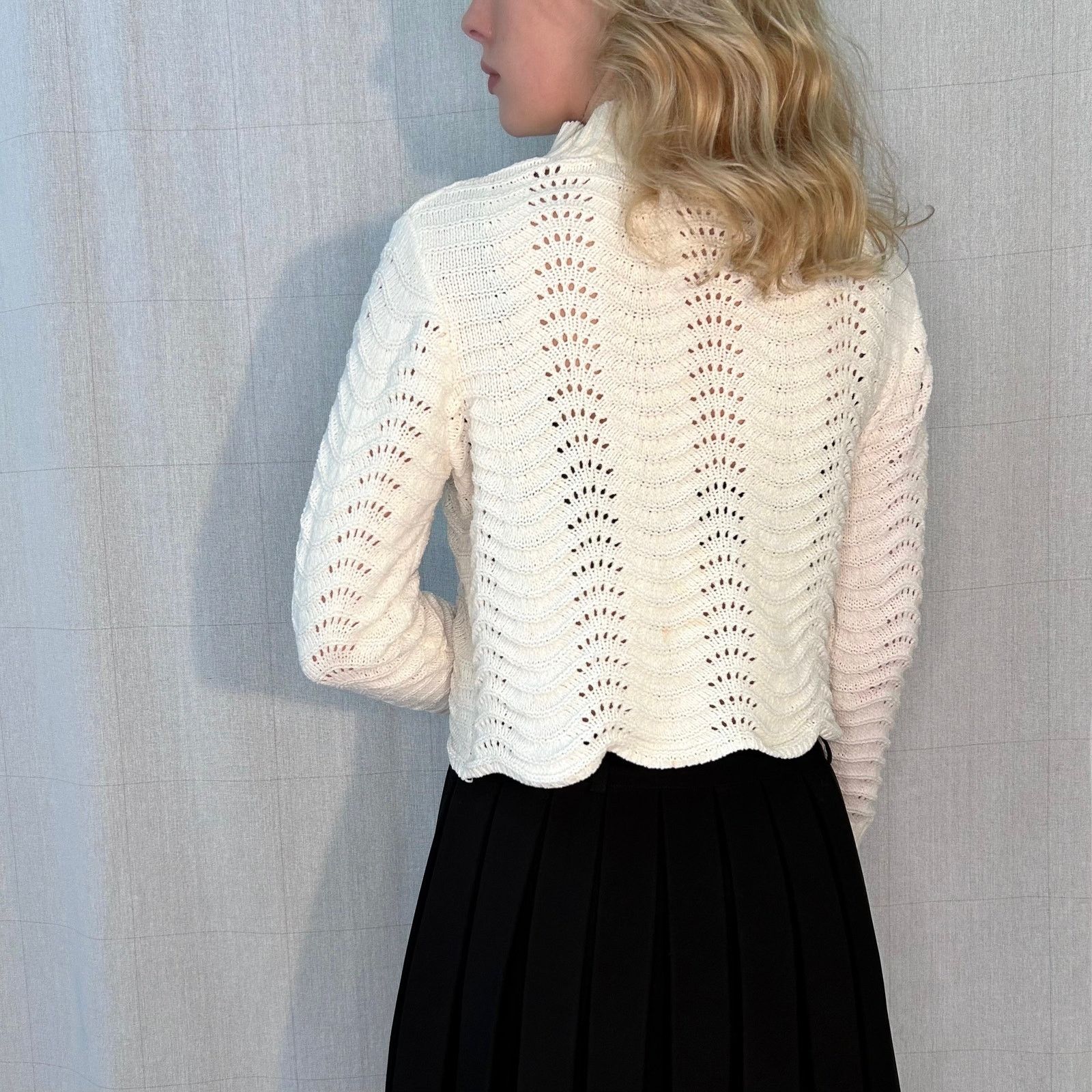 PRINCESS POLLY Cropped Knit Cream Sweater Mock Neck Coco & Shay Size Small Size S / US 4 / IT 40 - 3 Thumbnail
