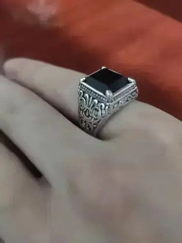 Ring Of Fire Black Stone Resin Rings🔥🔥🔥 Size ONE SIZE - 2 Thumbnail