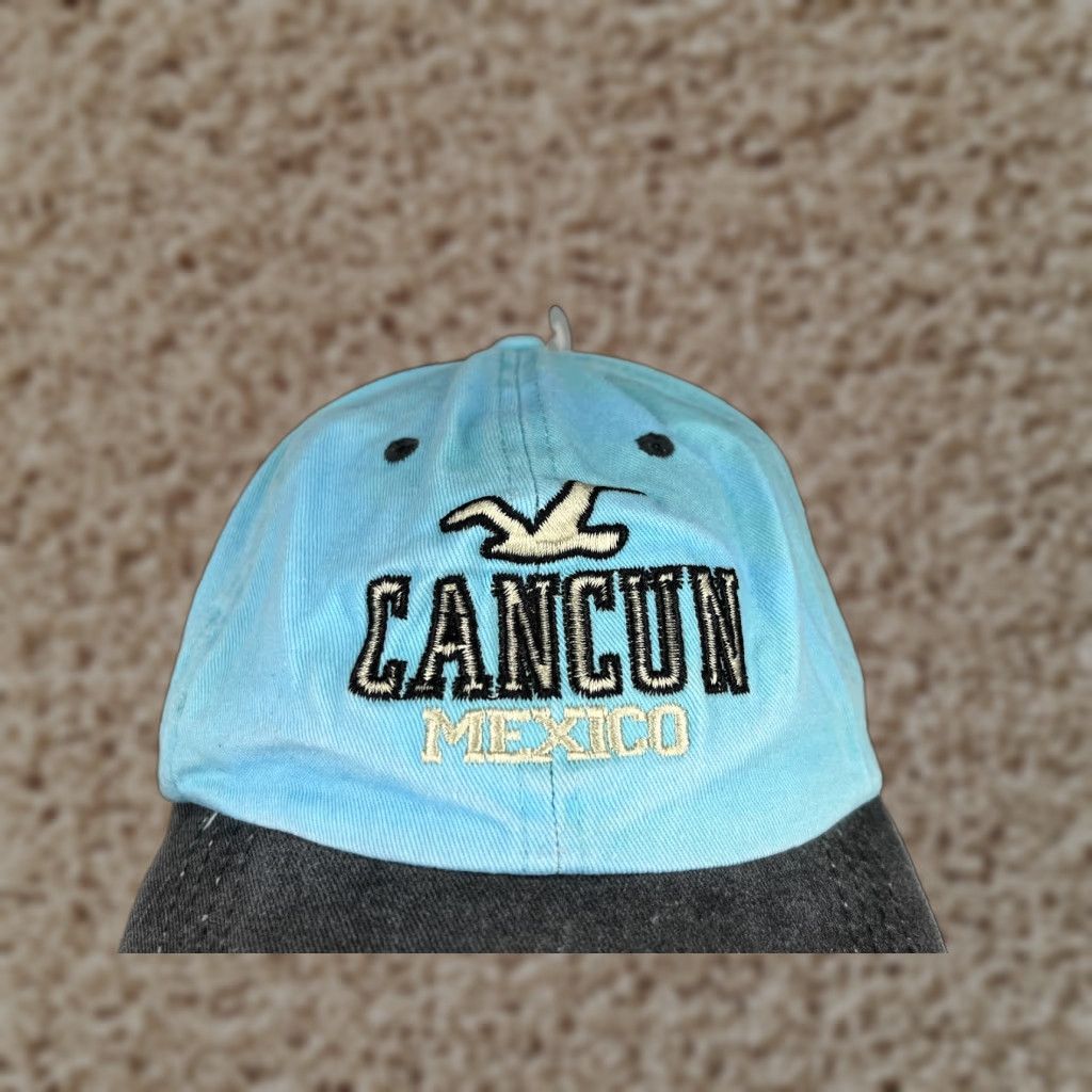 Vintage DKPS Hat Cap Strap Back Adult One Size Blue Embroidered 100% Cotton Unisex Adults Cancún Mexico Size ONE SIZE - 1 Thumbnail