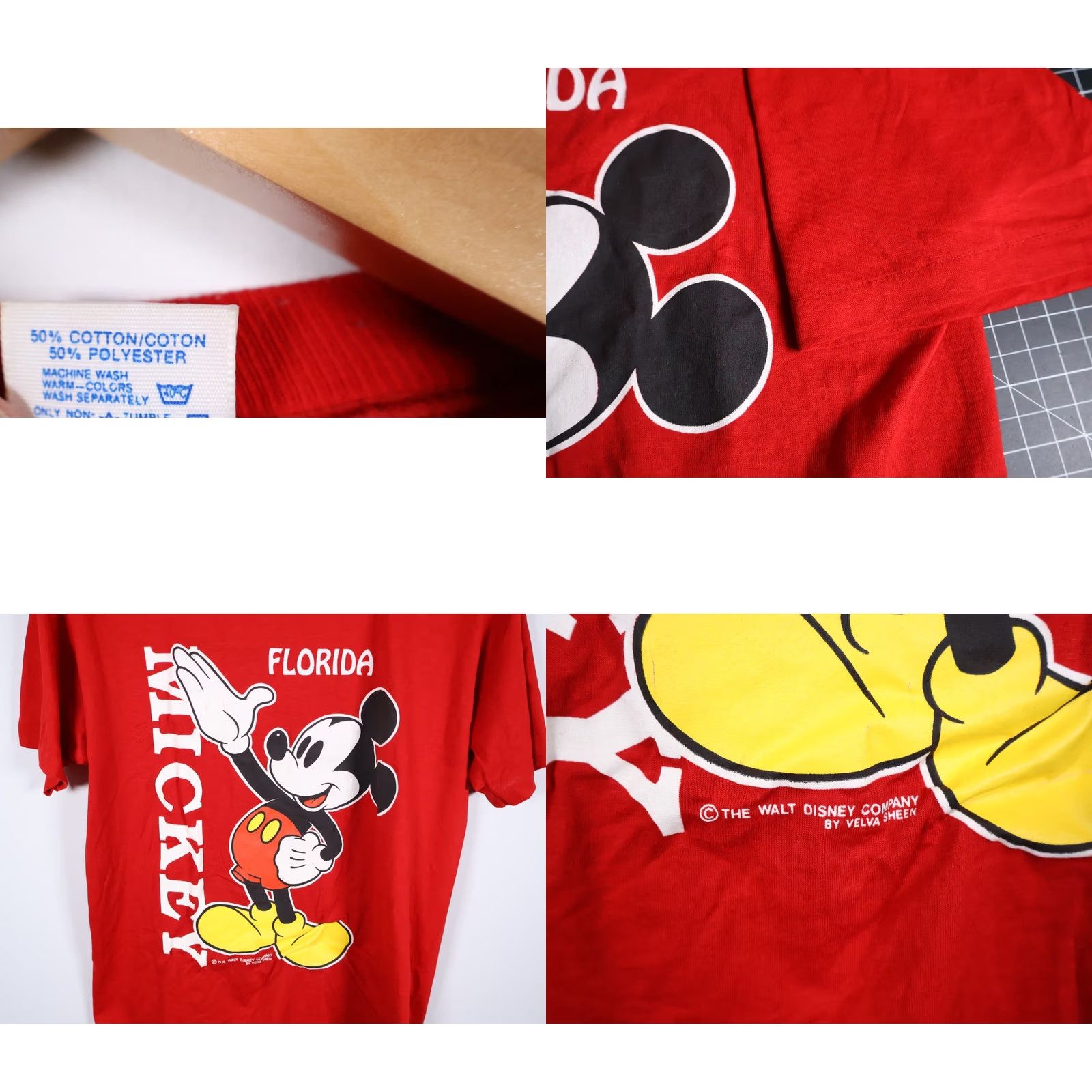 Jerzees VINTAGE 90s Mickey Mouse Florida T-Shirt Jerzees 50/50 Red Size US M / EU 48-50 / 2 - 8 Thumbnail