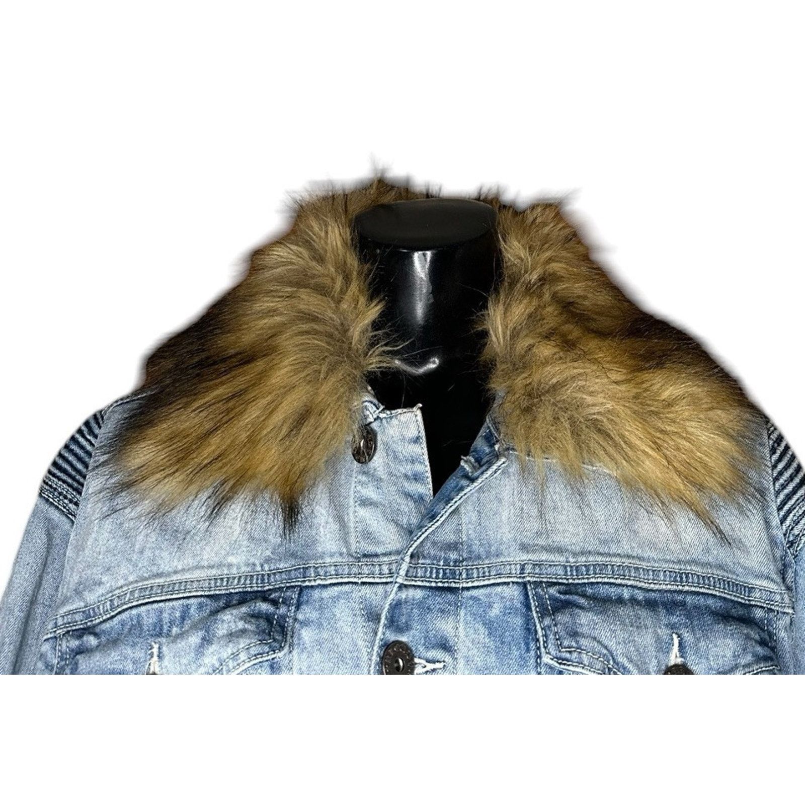 Other Kloud9 Jean Jacket Detachable Fur Collar Distressed 2XL Size US XXL / EU 58 / 5 - 2 Thumbnail