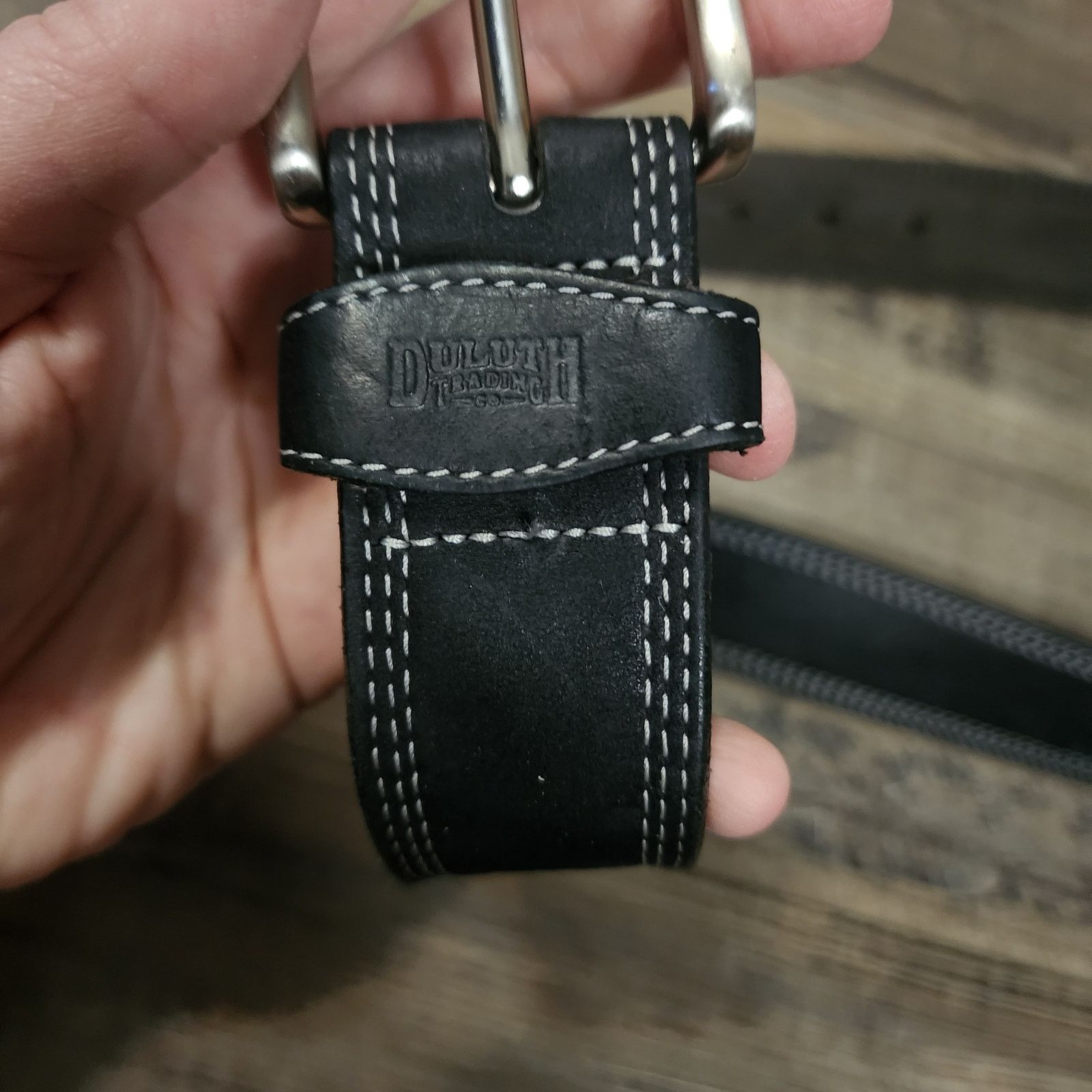 Duluth Trading Company Duluth black belt with white stitching size 38 soft belt D Size 38 - 4 Thumbnail