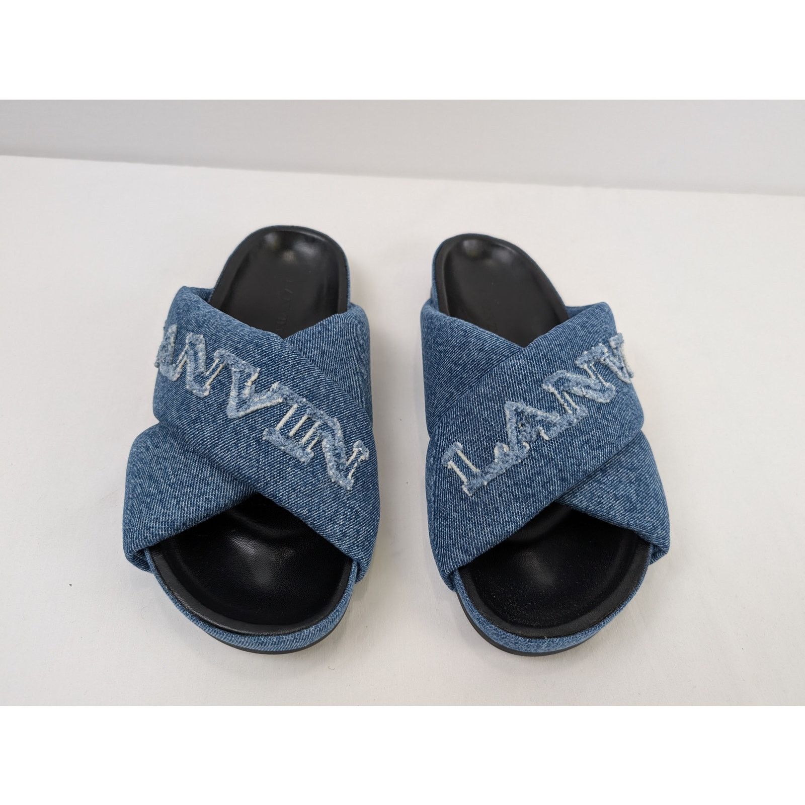 Lanvin o1rshd1 Cross Sandal Slipper with Denim in Blue Size US 10 / EU 43 - 1 Thumbnail
