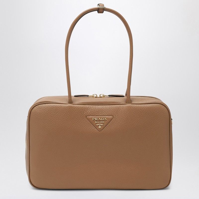 Prada Large Duffle Bag In Caramel Leather
