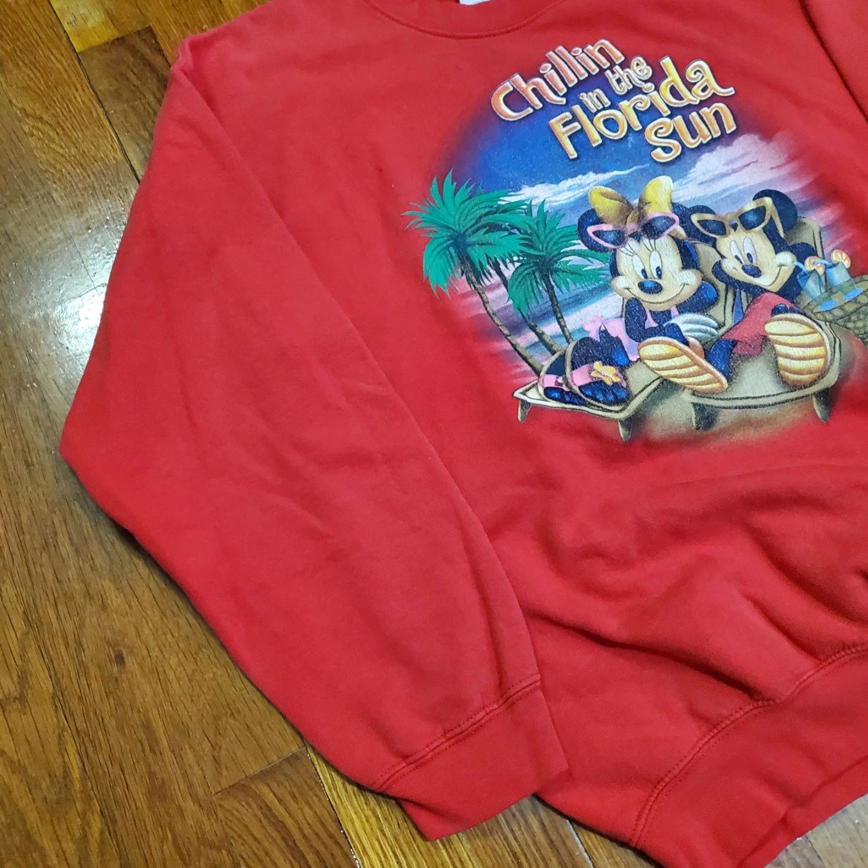 Disney Disney Sweatshirt Mens Large Red Graphic Mickey Minnie Beach Florida Cartoon Size US L / EU 52-54 / 3 - 2 Thumbnail