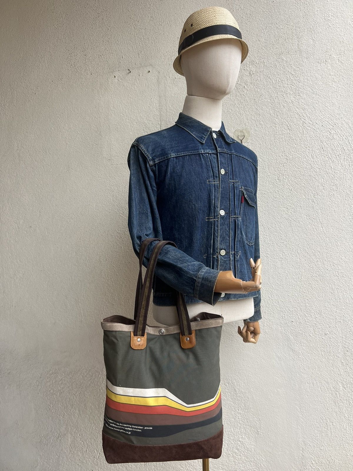 MasterPiece VTG Masterpiece Japan Fade Stains Canvas Leather Tote Bag Size ONE SIZE - 5 Thumbnail