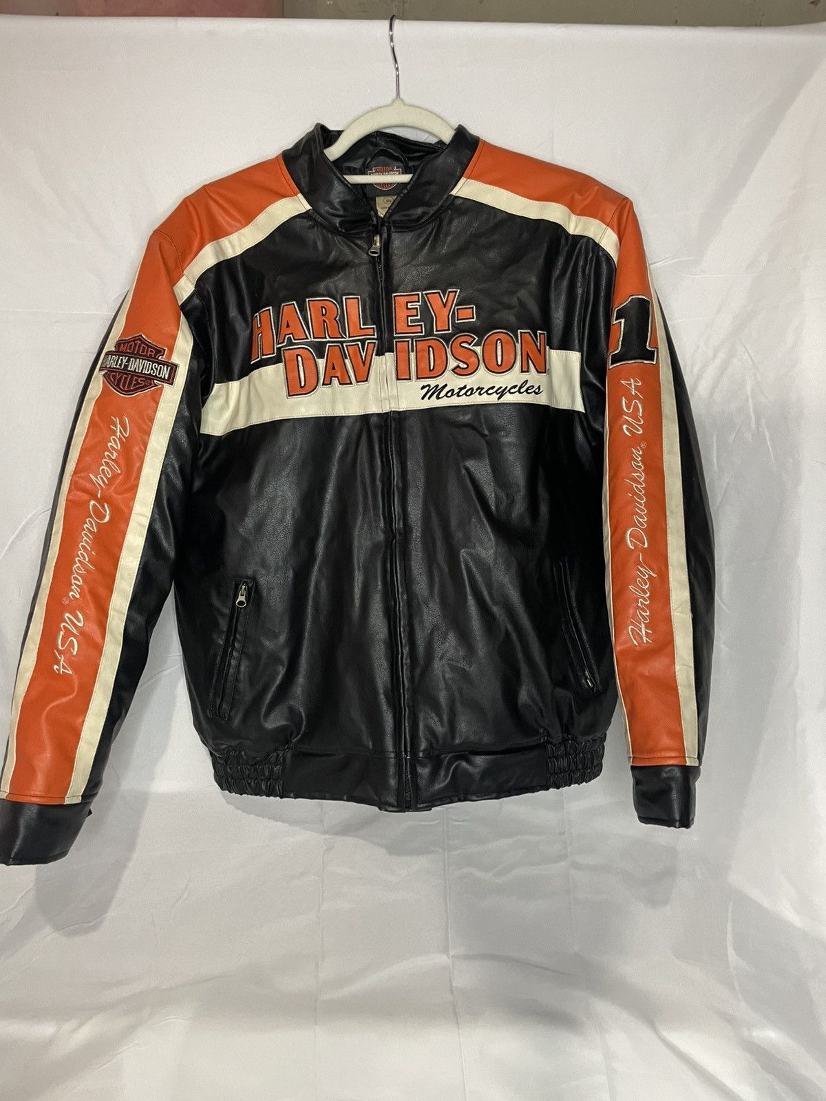 Harley Davidson 2001 Harley Davidson USA Leather Jacket Vintage Biker Jacket Size US M / EU 48-50 / 2 - 1 Thumbnail