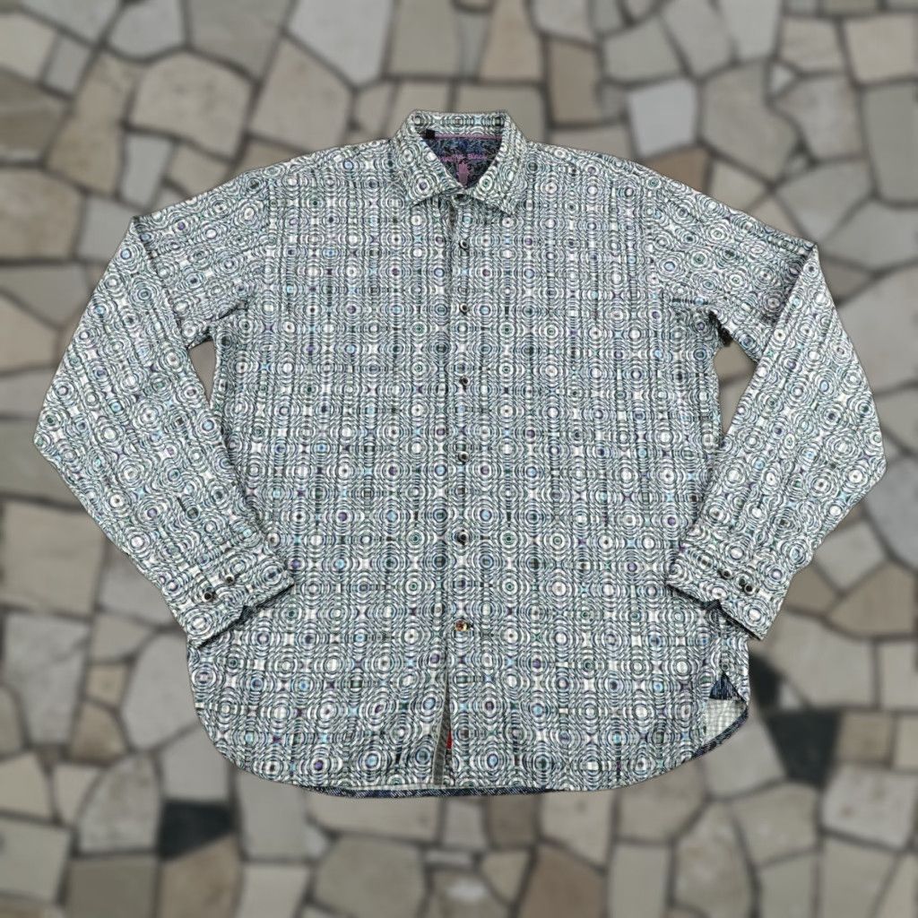 Luchiano Visconti Luchiano Visconti Geometric Button-Up Shirt Mens Large Blue Regular Fit Cotton Modal Size US L / EU 52-54 / 3 - 1 Thumbnail