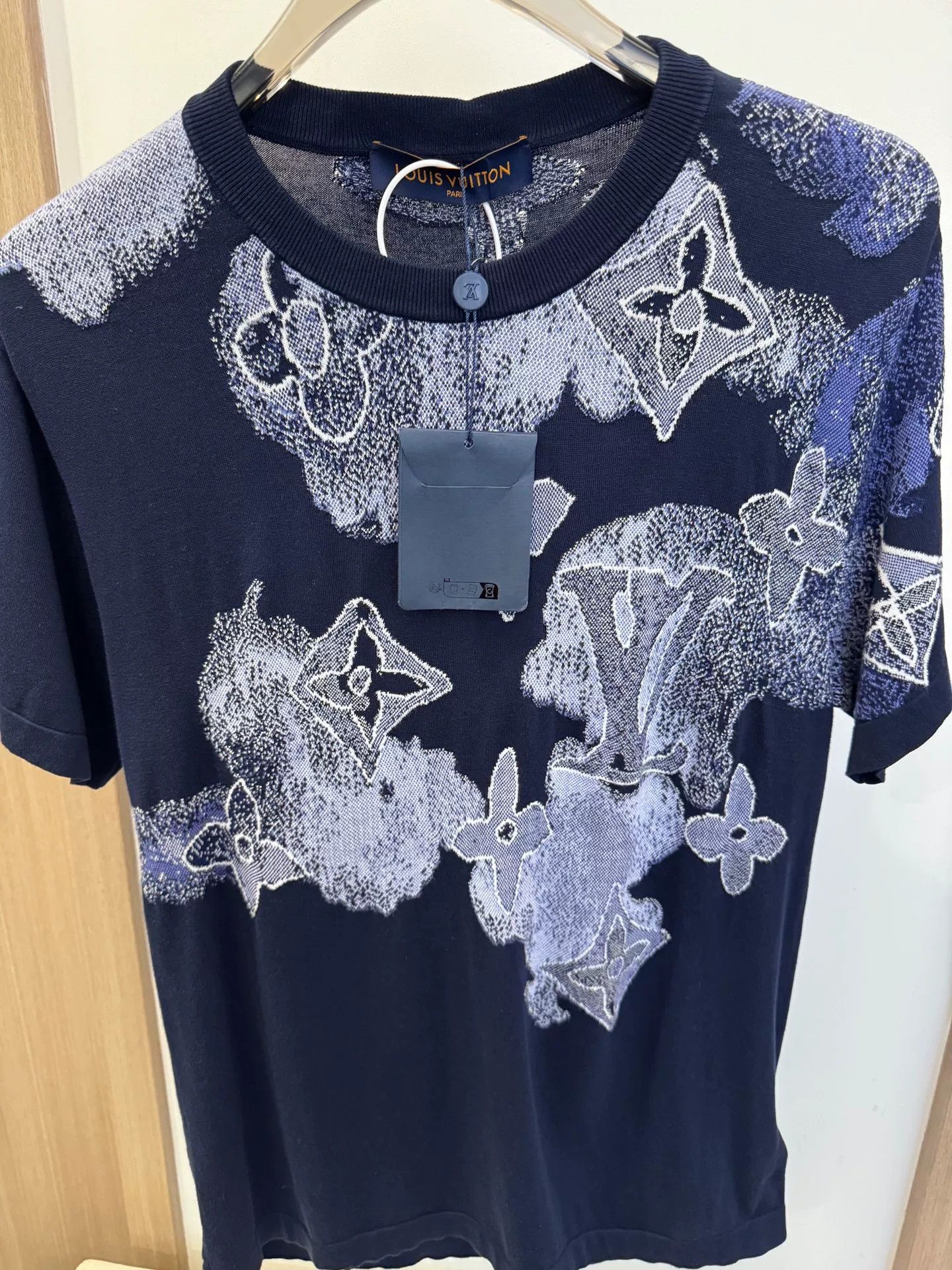 Louis Vuitton Louis Vuitton Blue Ink-Patterned Knit Tee Size US M / EU 48-50 / 2 - 1 Thumbnail
