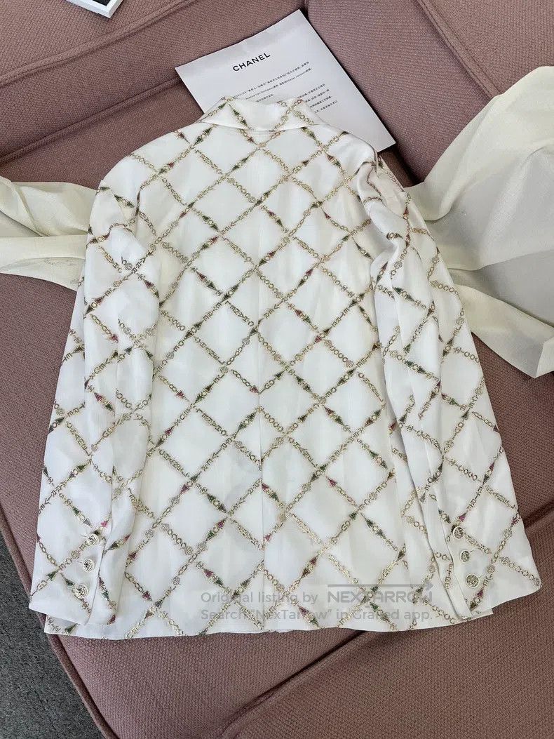 Chanel Chanel 22B white gold diamond checkered letter thin shirt Size XS / US 0-2 / IT 36-38 - 3 Thumbnail