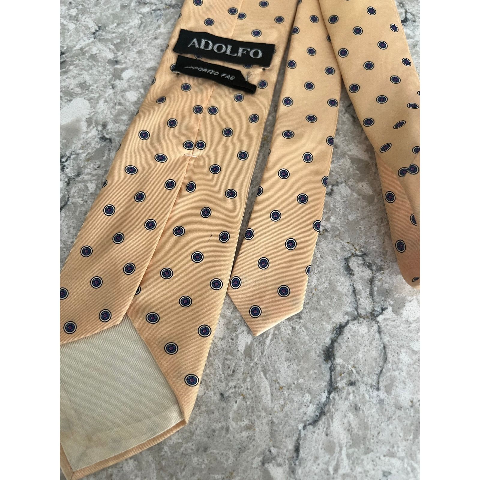 Vintage Vintage Adolfo 100% Imported Silk Men's Neck Tie Yellow Size ONE SIZE - 6 Thumbnail