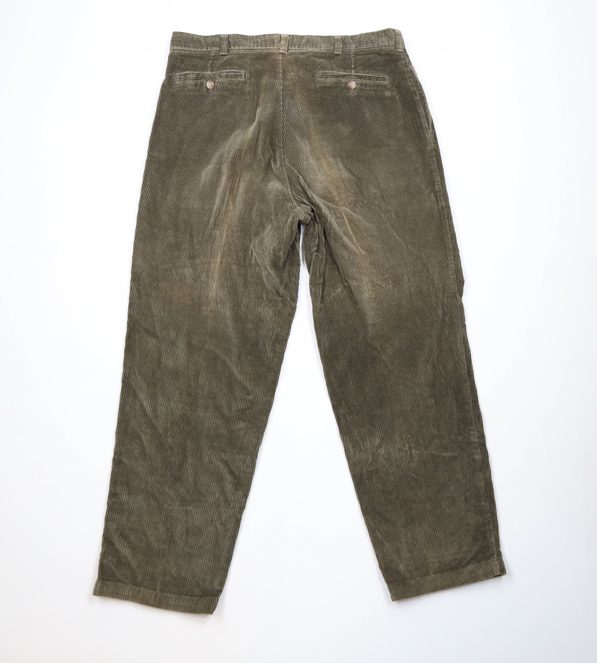 Vintage Vintage 90s Streetwear Pleated Wide Leg Corduroy Pants Green Size US 36 / EU 52 - 10 Thumbnail