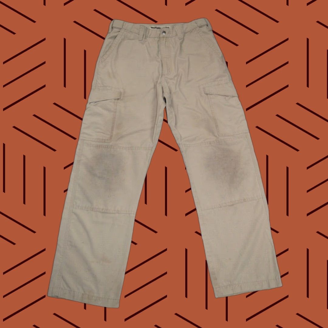 Wrangler WRANGLER RIGGS Workwear Pants Ripstop Elastic Waist Cargo 32x30.5 Khaki Gray 90s Mens Size US 32 / EU 48 - 1 Thumbnail
