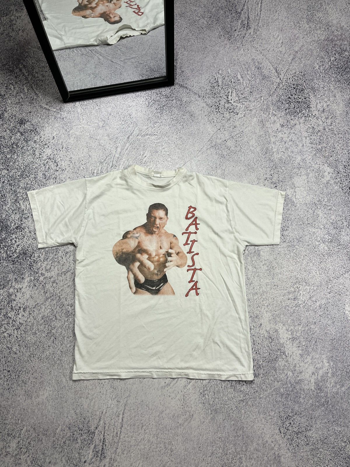 Vintage × WWE × WWF Vintage Batista WWE Rare White T-shirt Y2k Size US M / EU 48-50 / 2 - 1 Thumbnail
