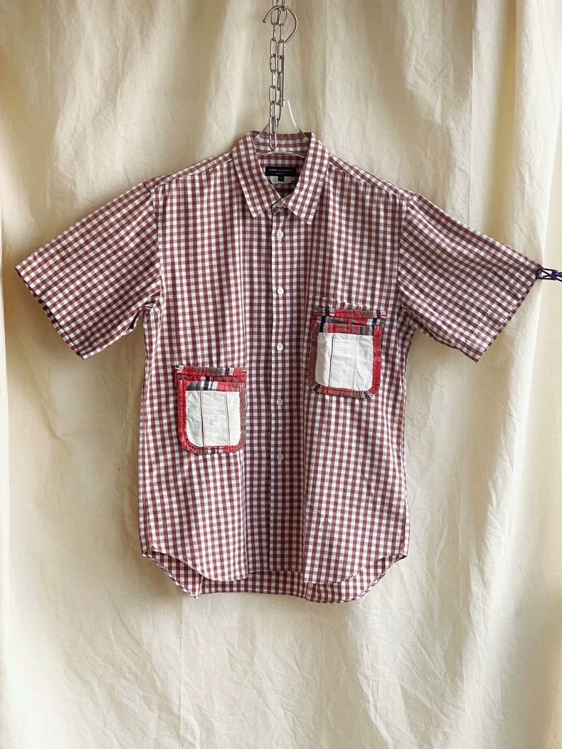 Comme des Garcons Comme Des Garcons Short Sleeve Shirt Top with Red Brown Wh Size US S / EU 44-46 / 1 - 1 Thumbnail